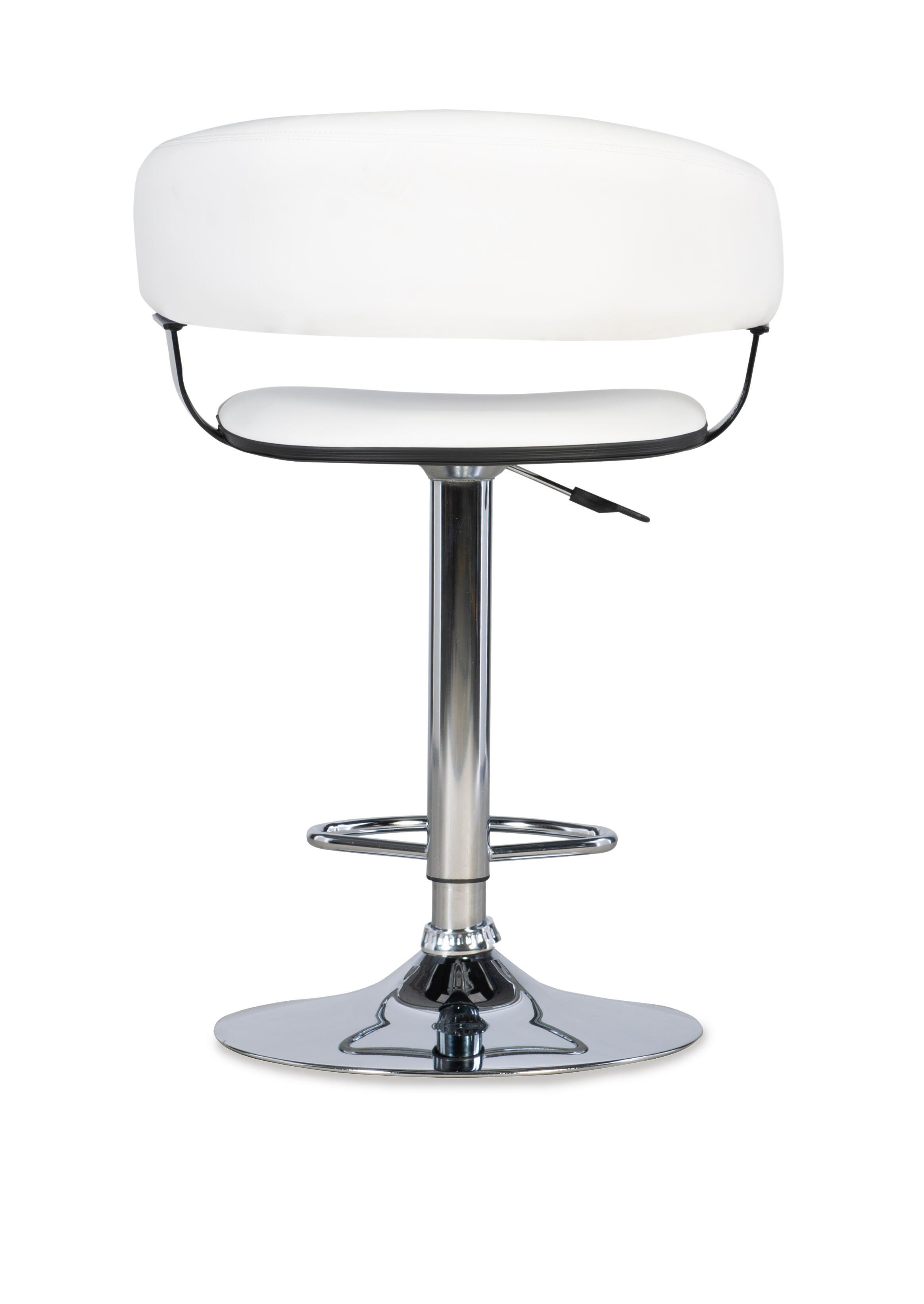 Powell Chrome Barrel Adjustable Height Bar Stool, White, large