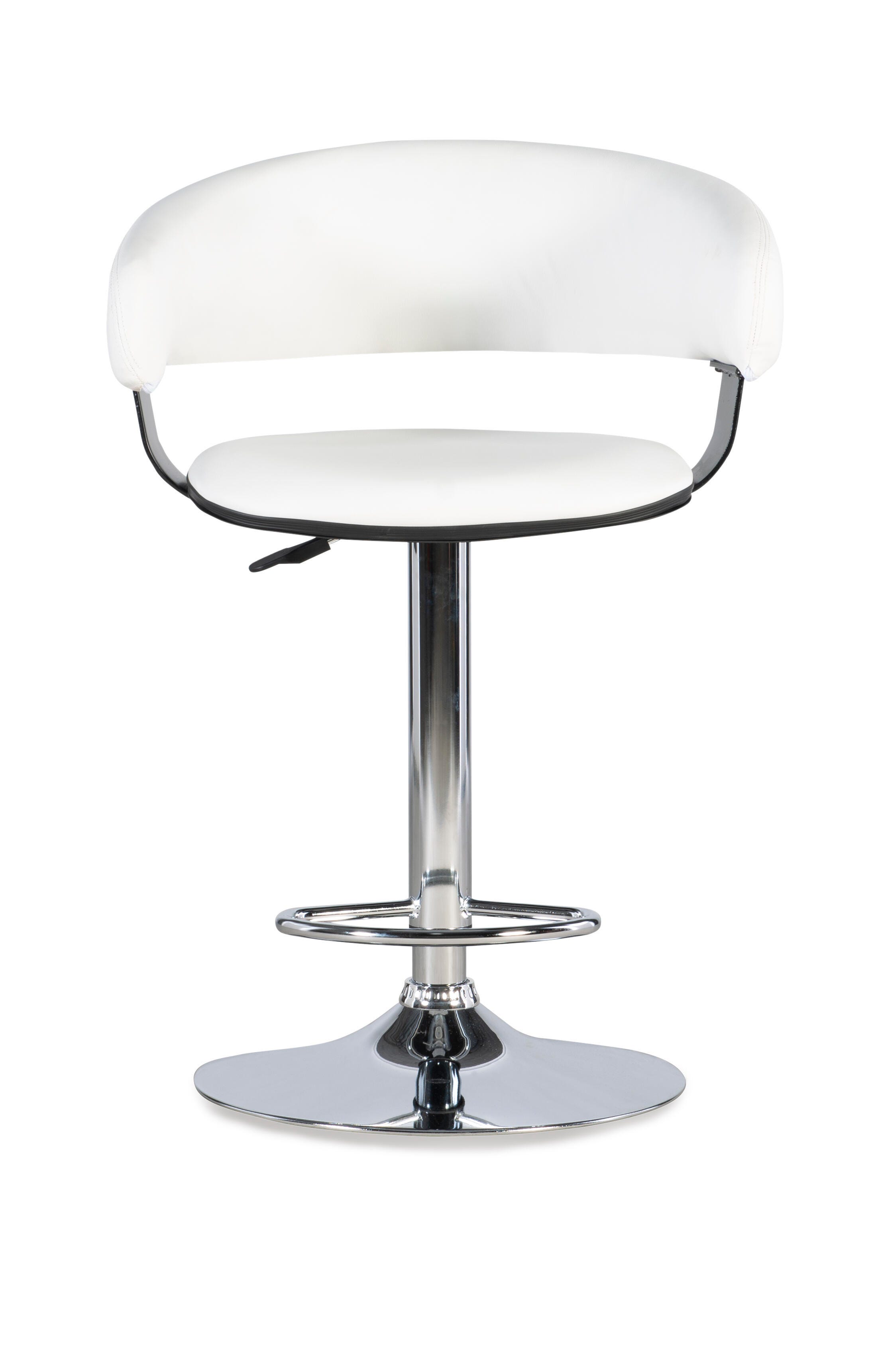Powell Chrome Barrel Adjustable Height Bar Stool, White, large