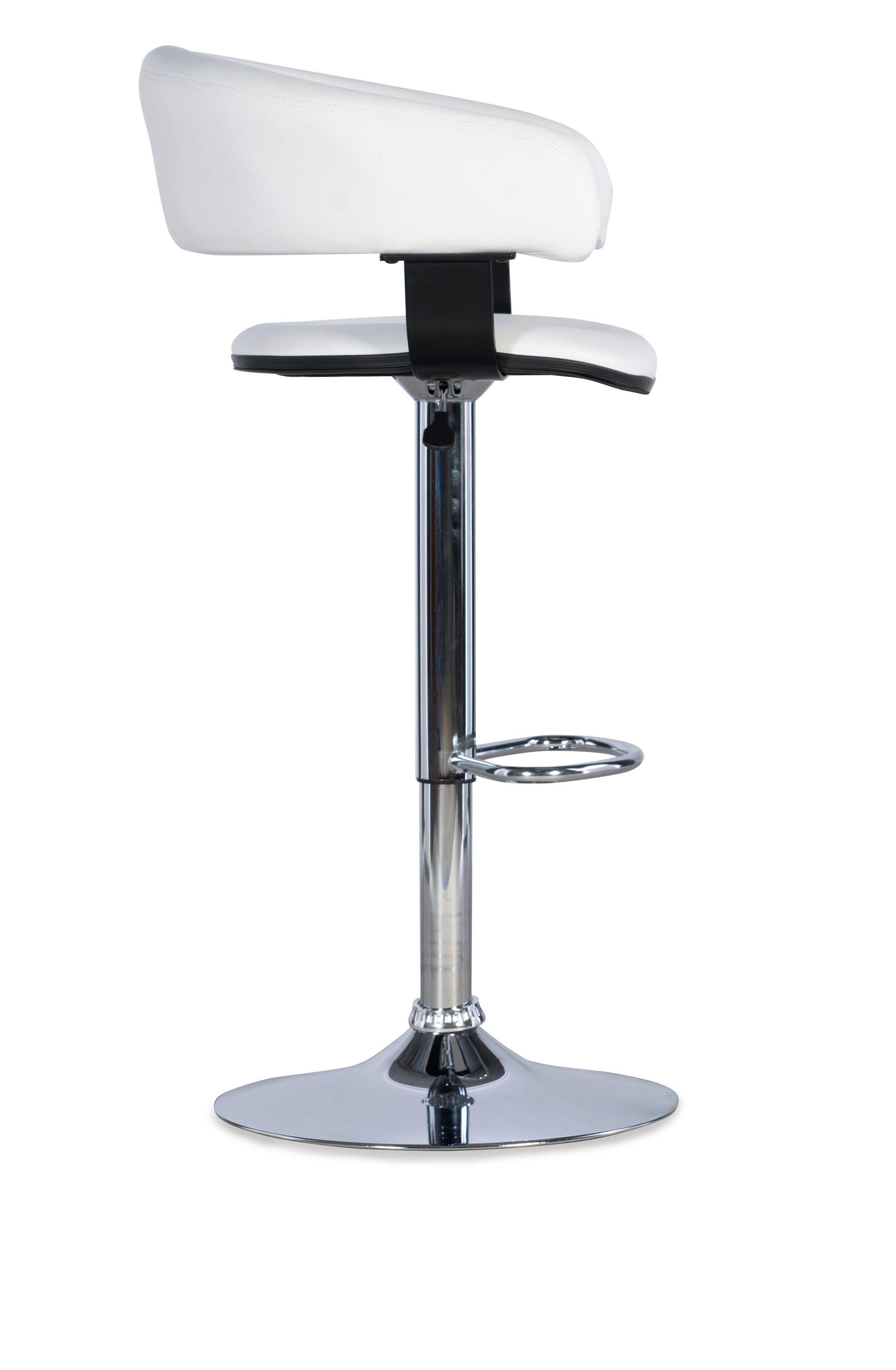 Powell Chrome Barrel Adjustable Height Bar Stool, White, large