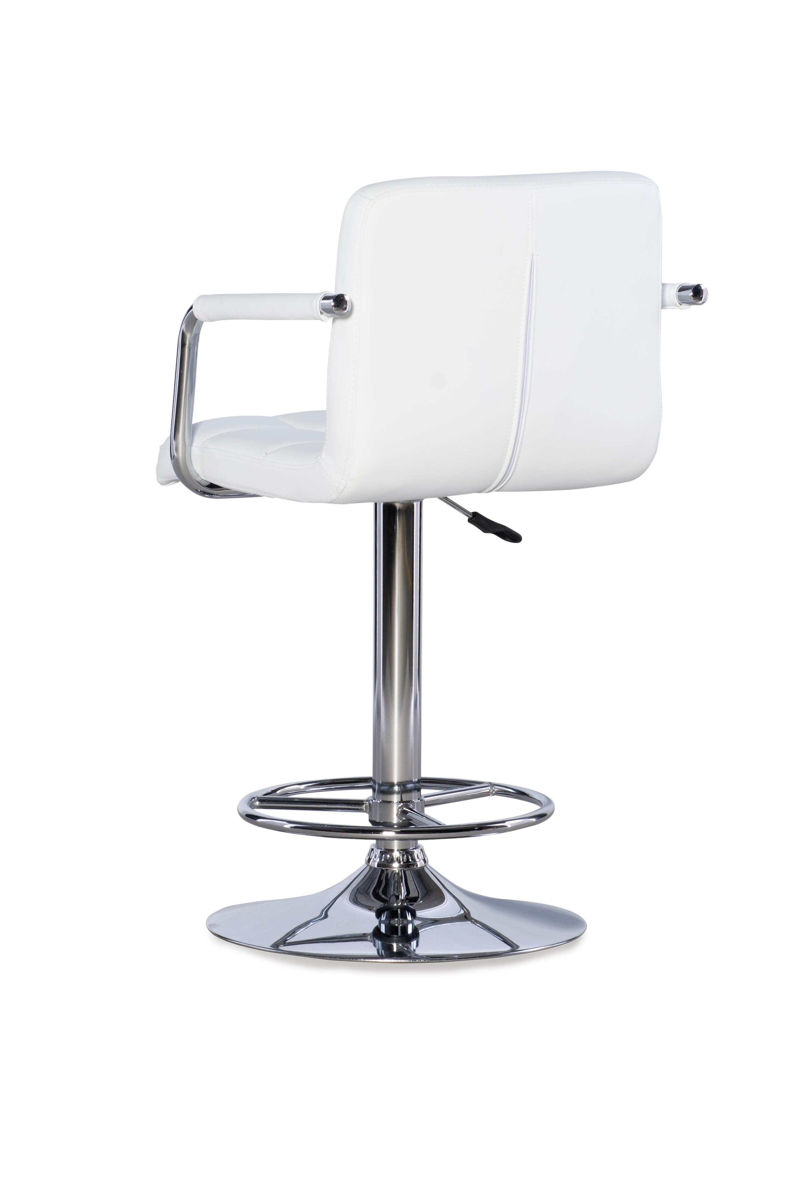 Powell Chrome  Quilted Adjustable Height Bar Stool, White, large