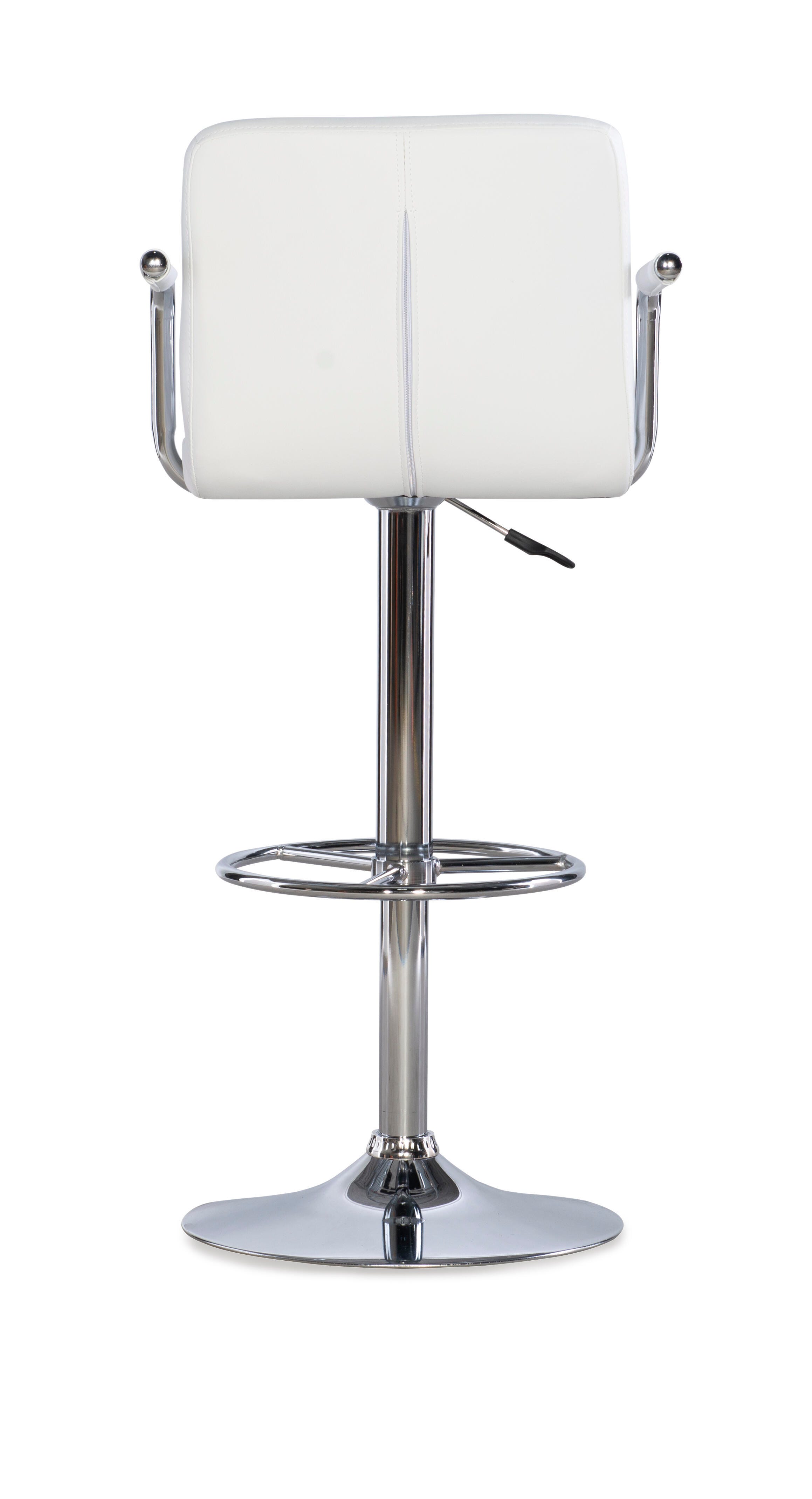 Powell Chrome  Quilted Adjustable Height Bar Stool, White, large