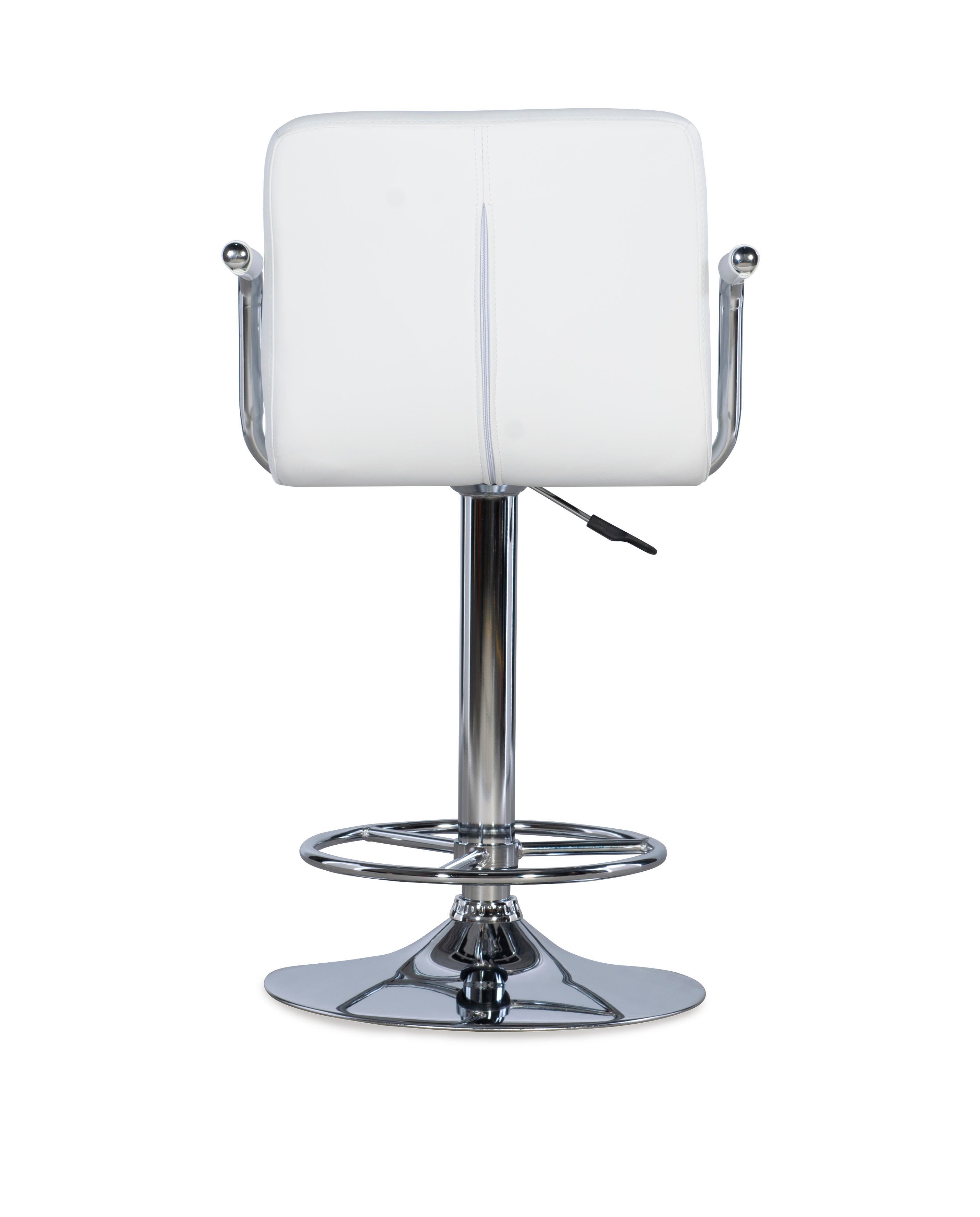 Powell Chrome  Quilted Adjustable Height Bar Stool, White, large
