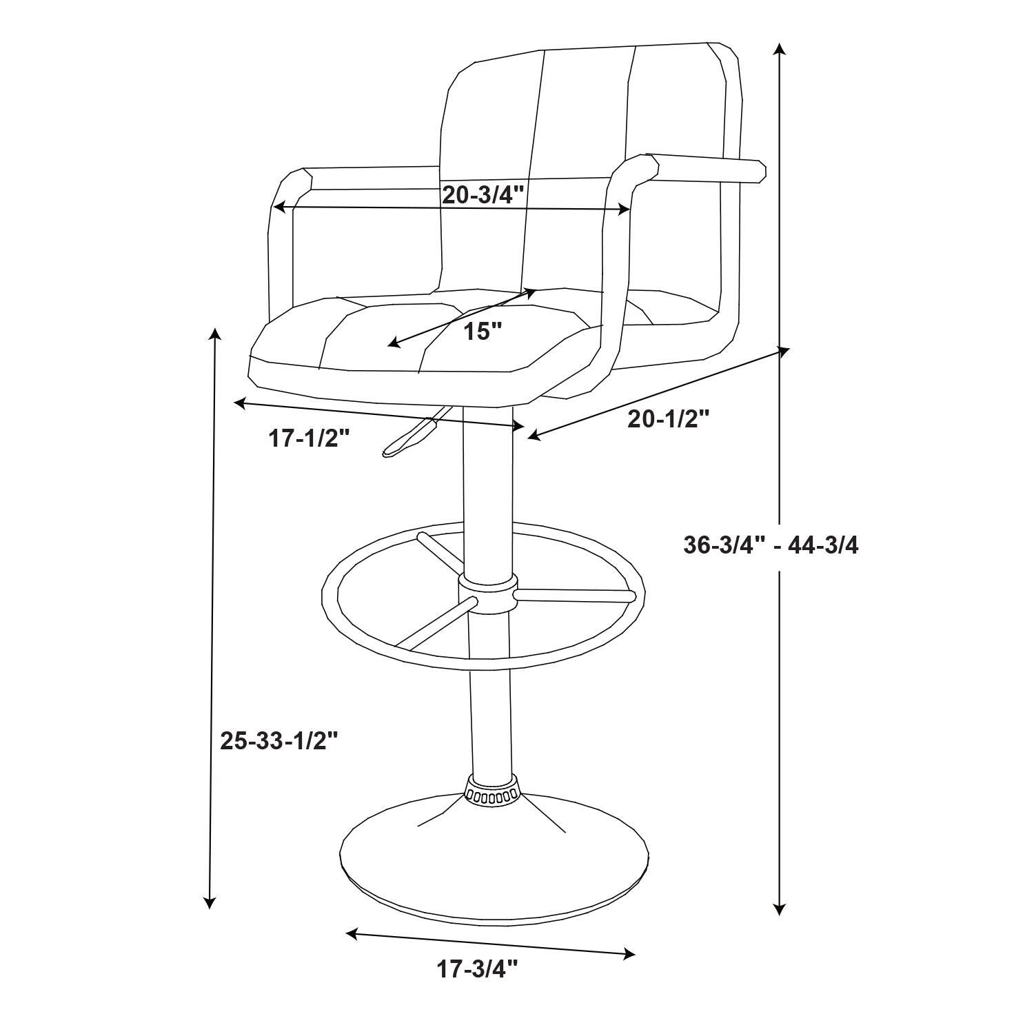 Powell Chrome  Quilted Adjustable Height Bar Stool, White, large