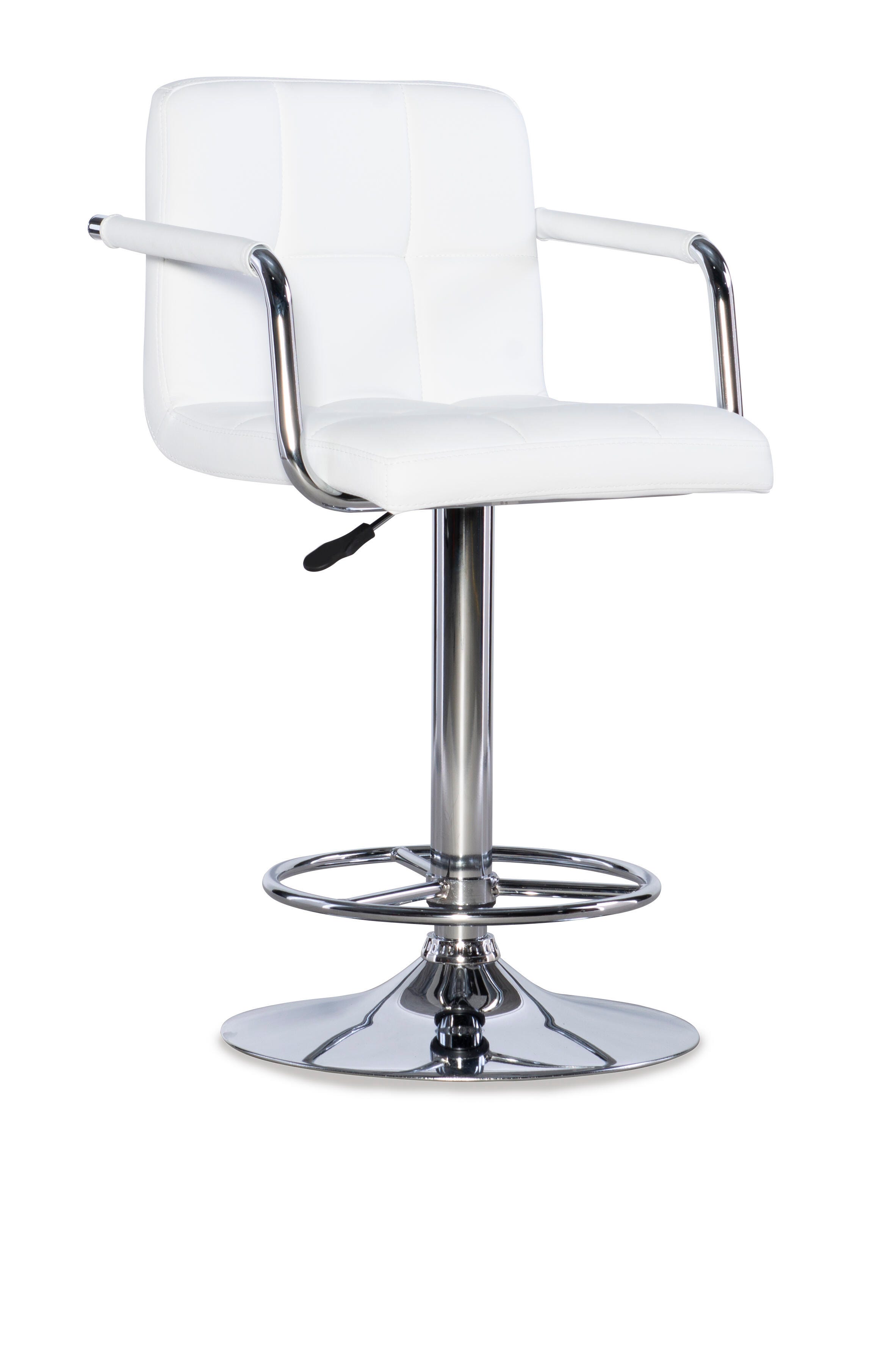 Powell Chrome  Quilted Adjustable Height Bar Stool, White, large