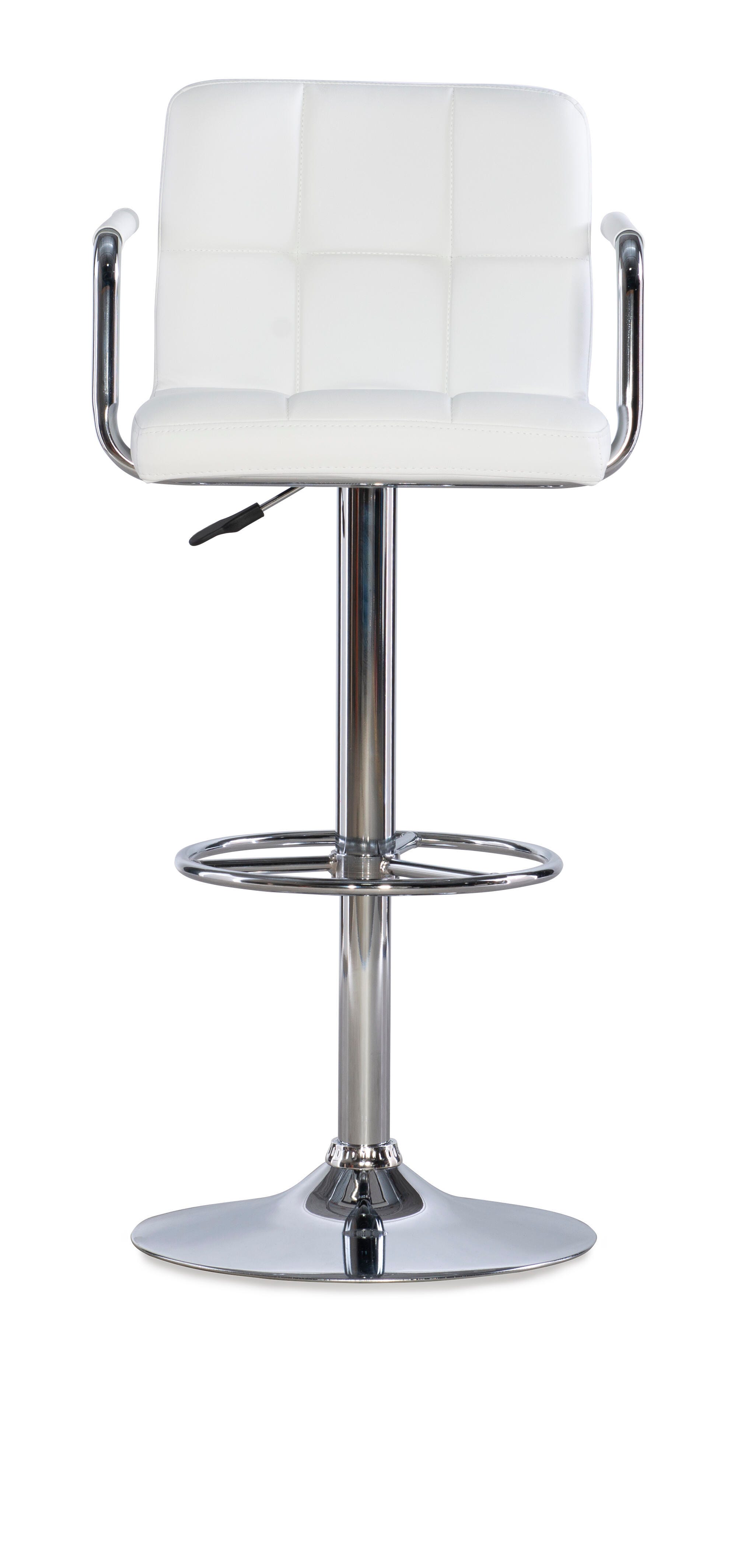 Powell Chrome  Quilted Adjustable Height Bar Stool, White, large