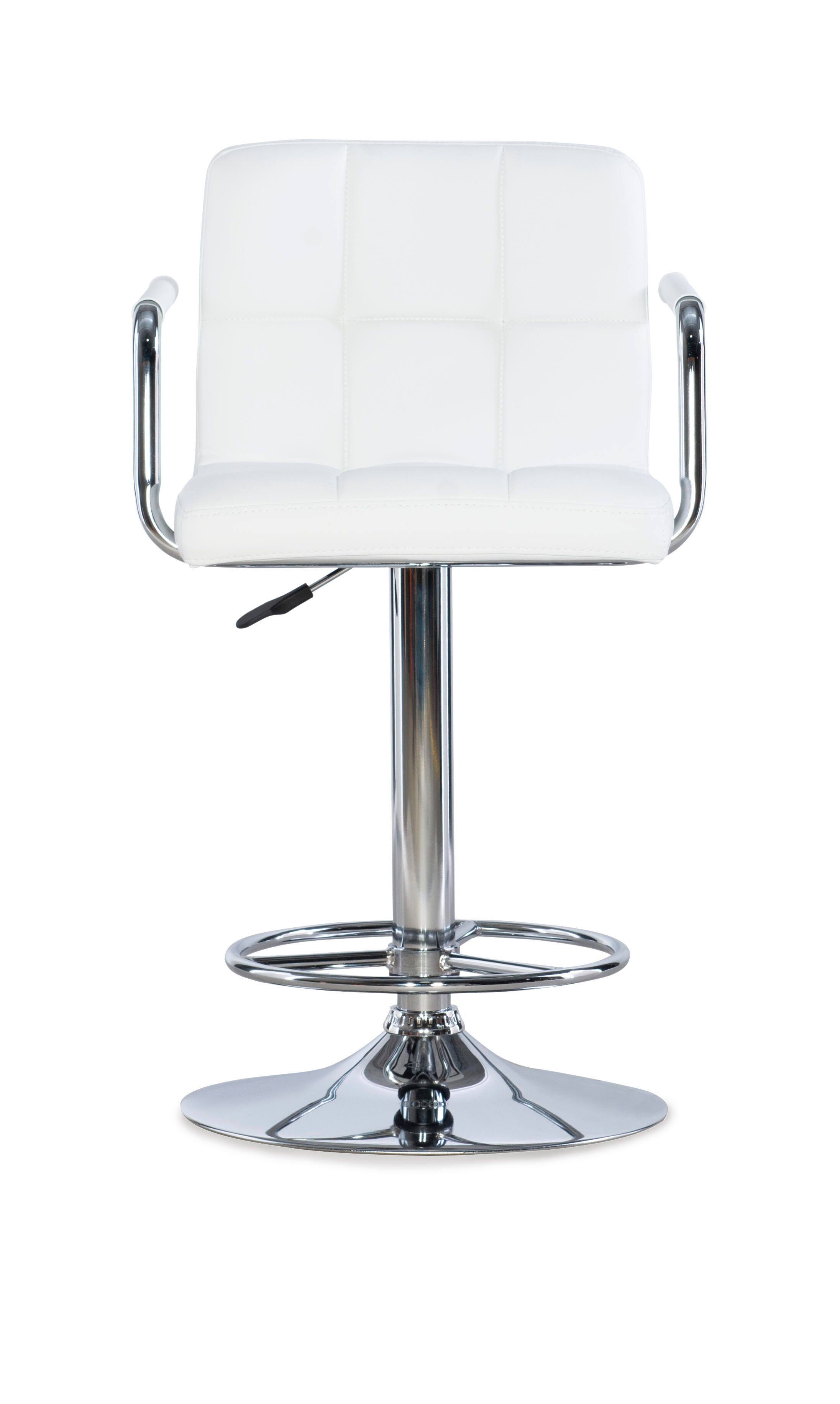 Powell Chrome  Quilted Adjustable Height Bar Stool, White, large