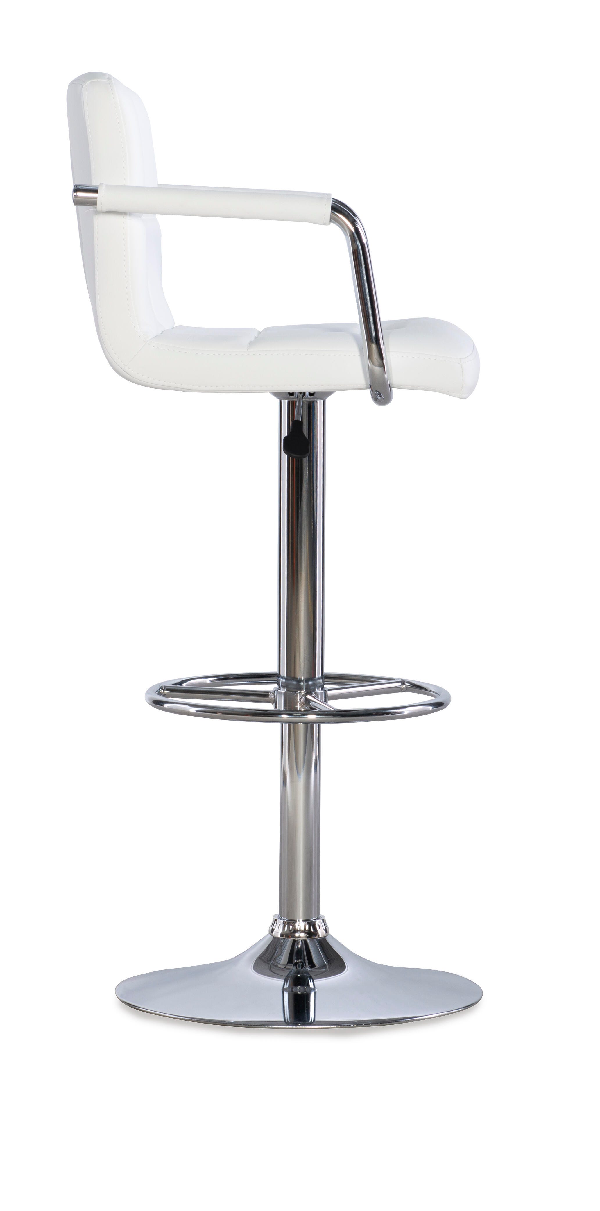 Powell Chrome  Quilted Adjustable Height Bar Stool, White, large