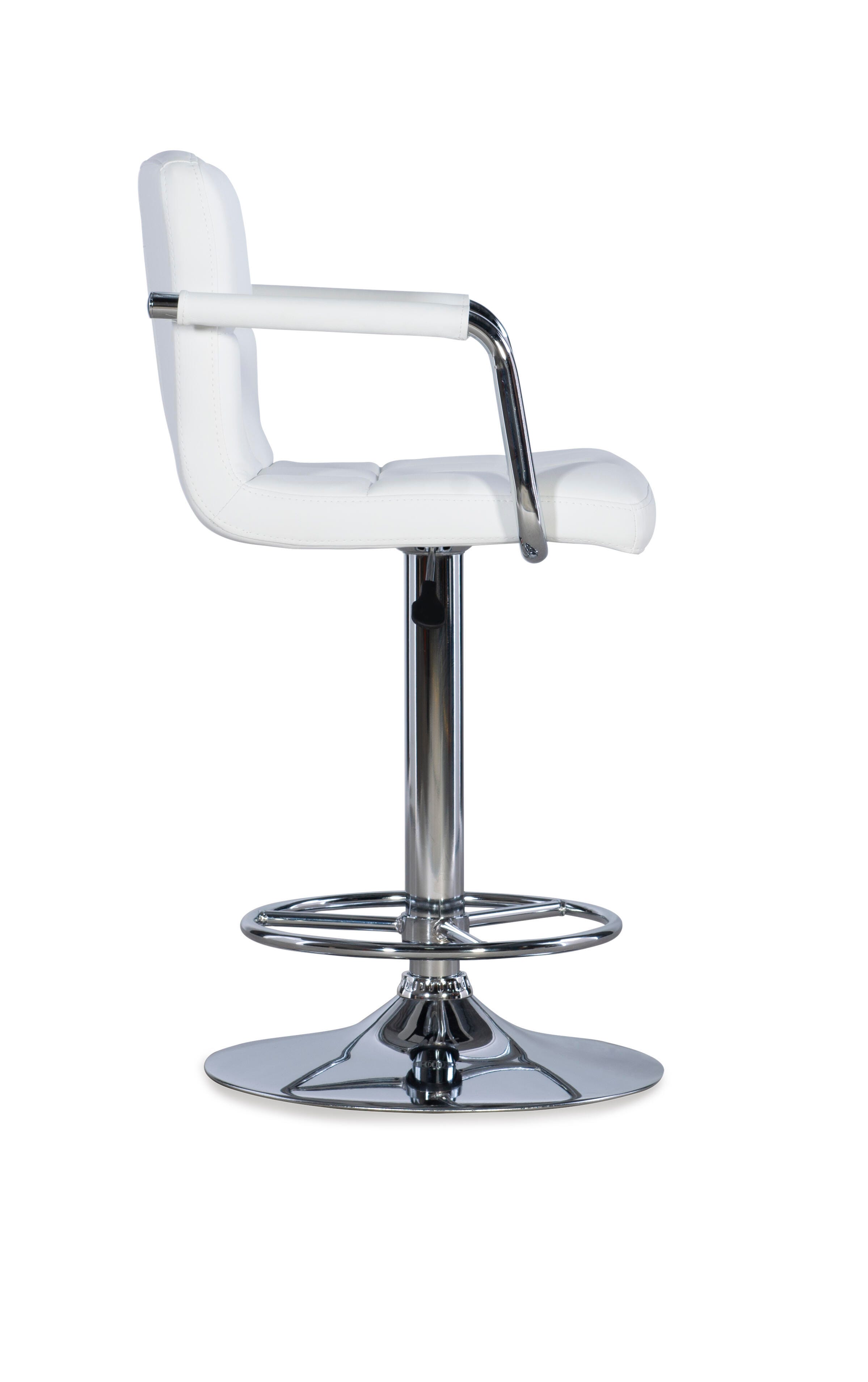 Powell Chrome  Quilted Adjustable Height Bar Stool, White, large