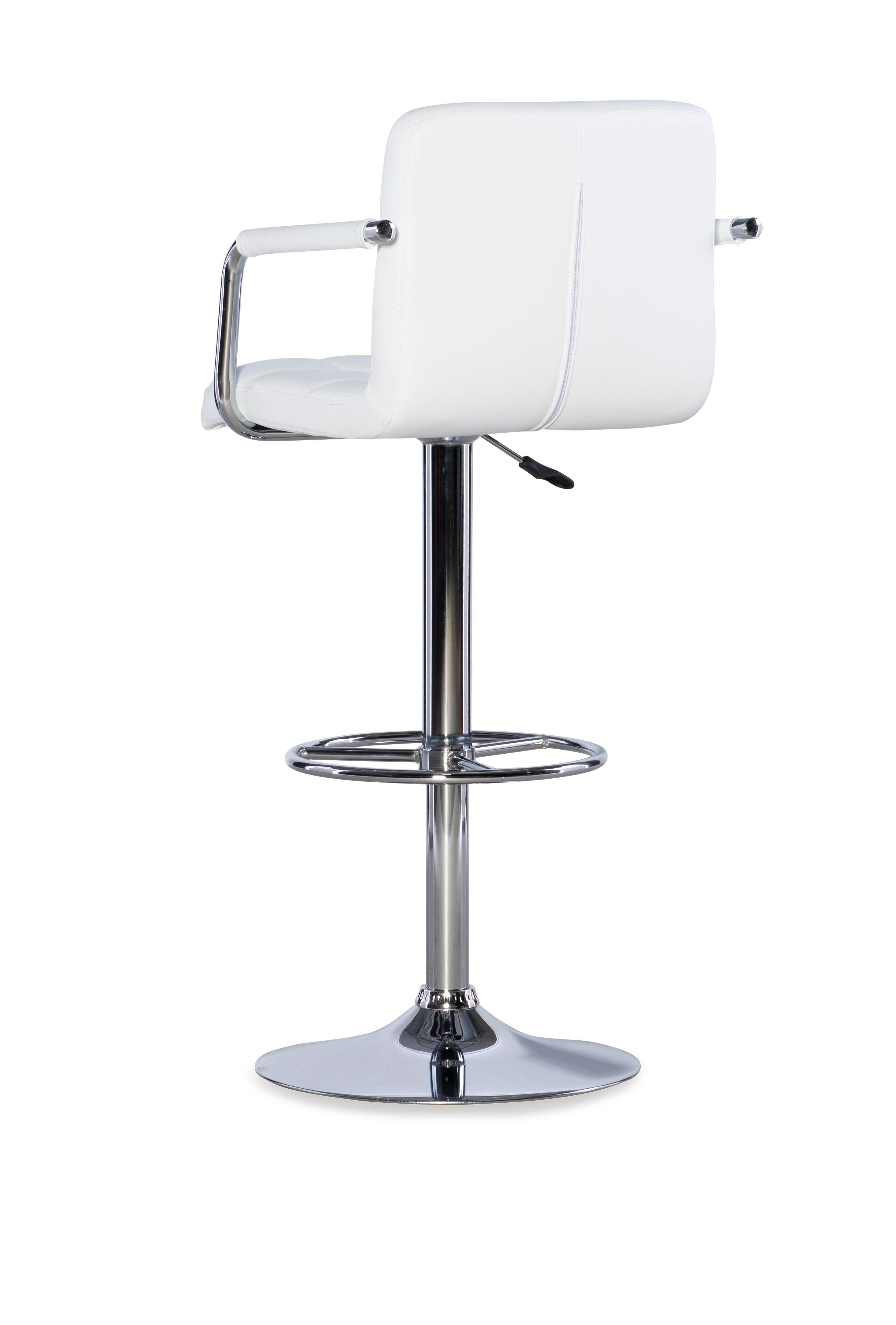 Powell Chrome  Quilted Adjustable Height Bar Stool, White, large