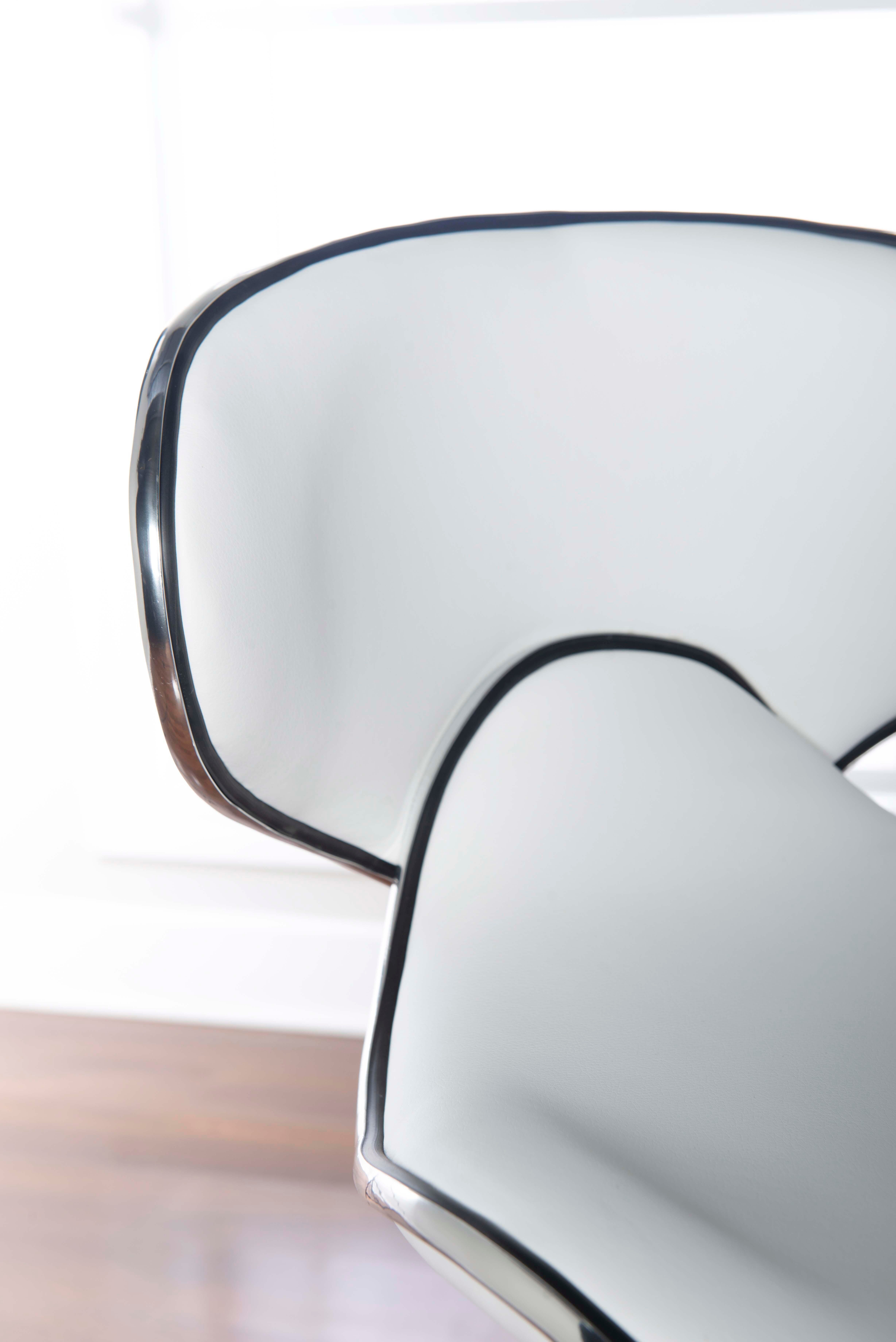Linon Chrome Adjustable Height Bar Stool, White, large