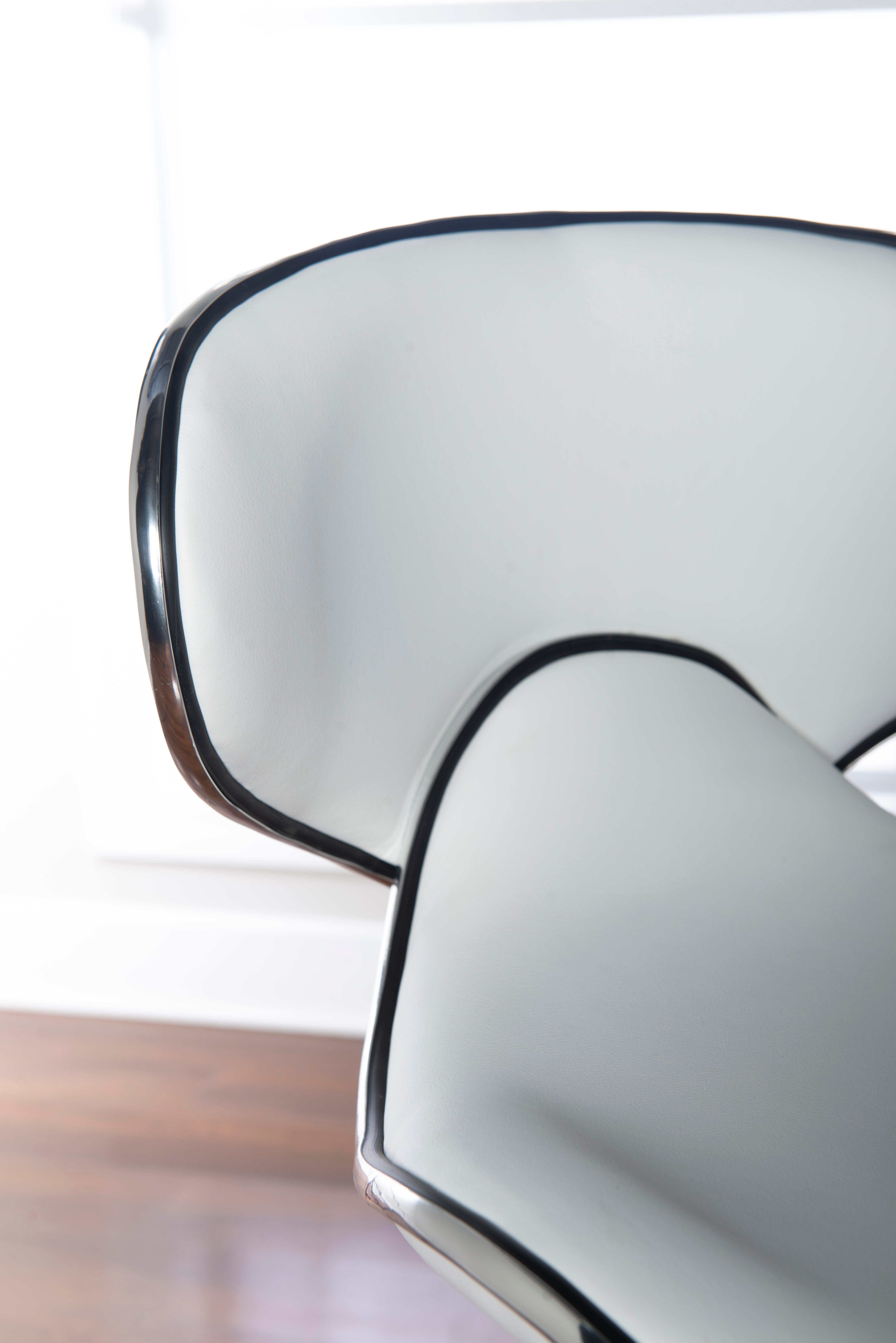 Linon Chrome Adjustable Height Bar Stool, White, large