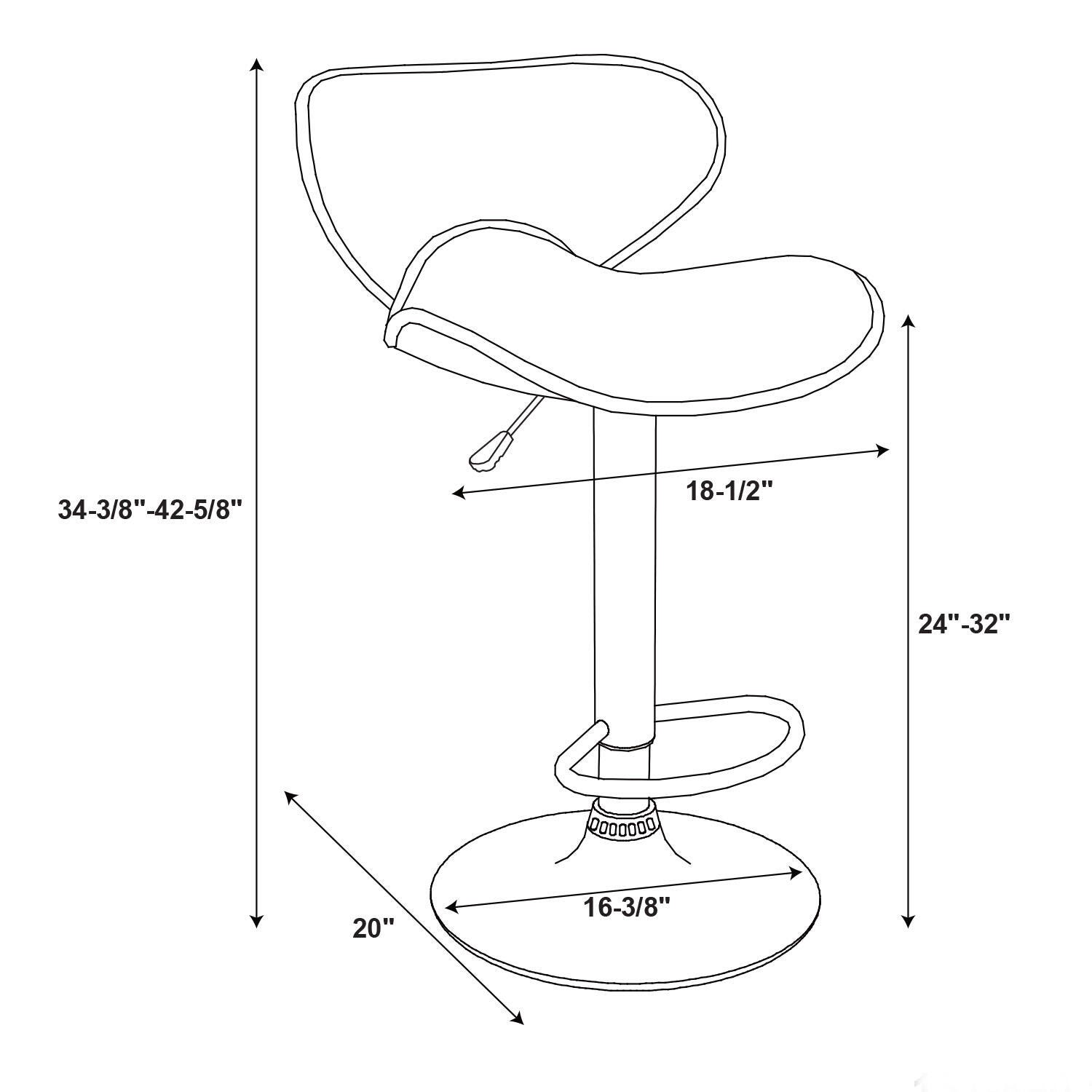 Linon Chrome Adjustable Height Bar Stool, White, large