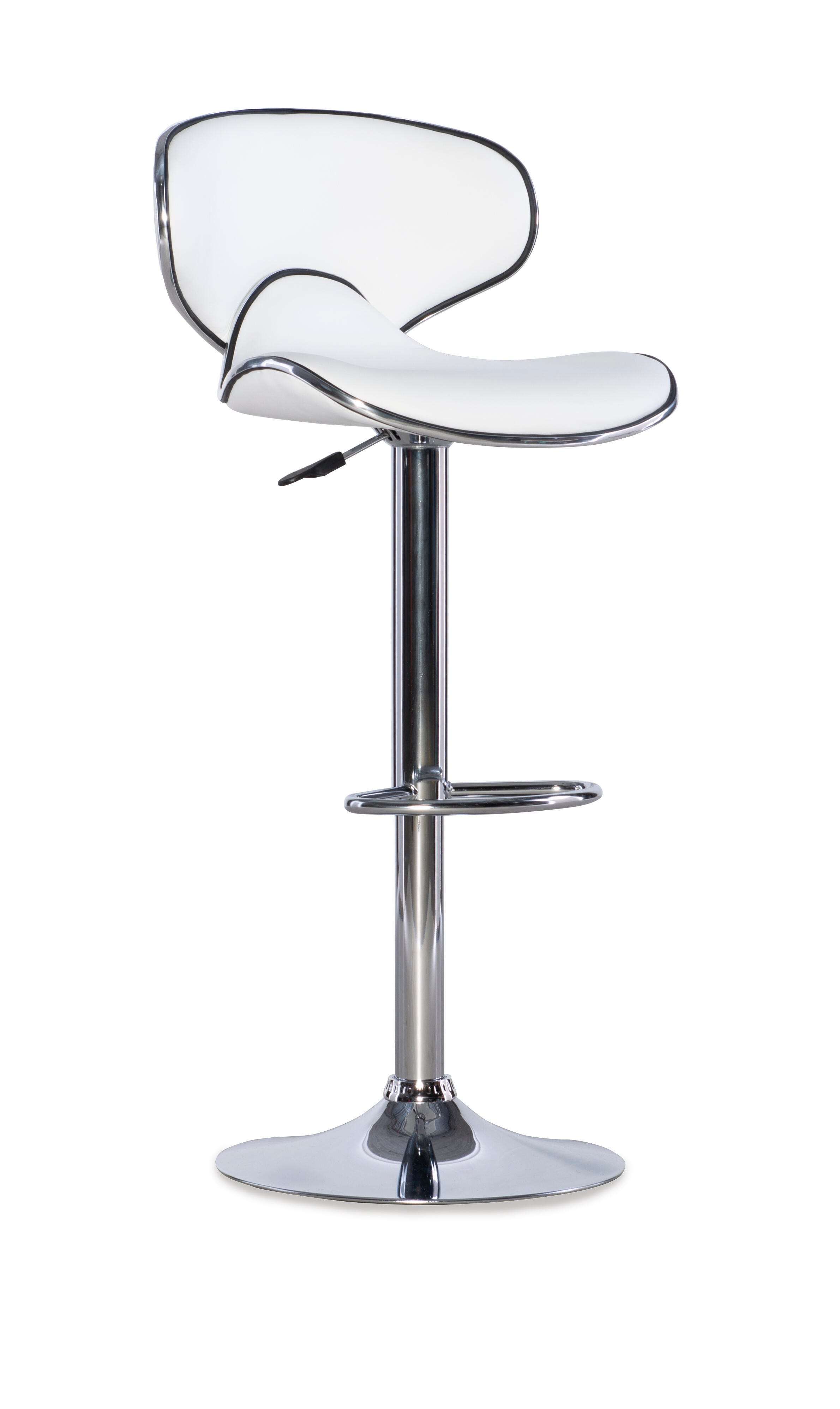 Linon Chrome Adjustable Height Bar Stool, White, large