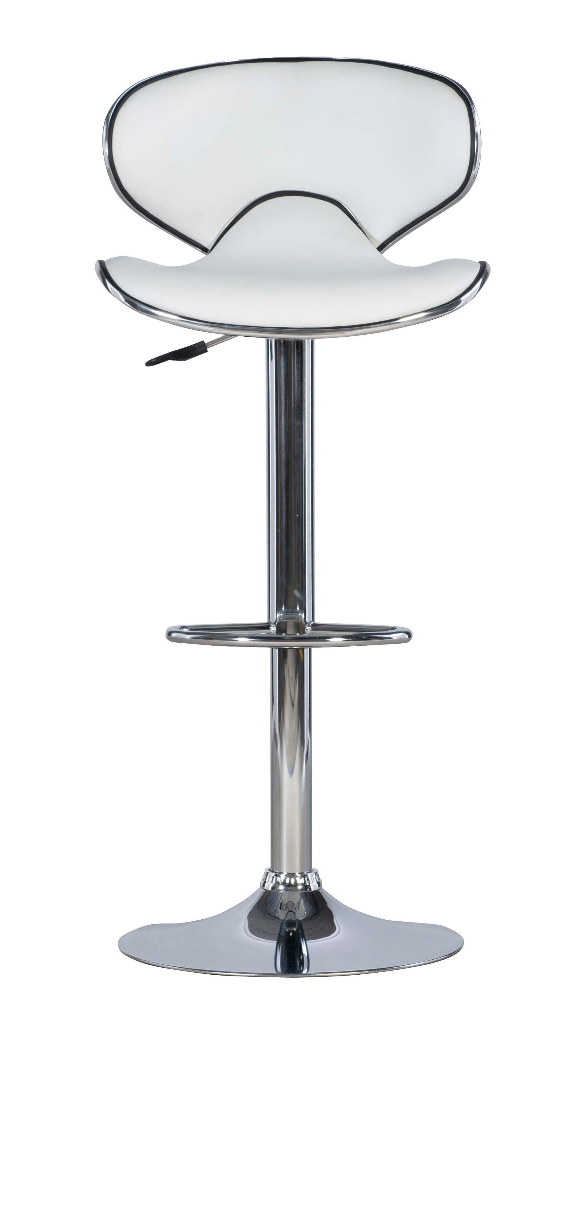 Linon Chrome Adjustable Height Bar Stool, White, large