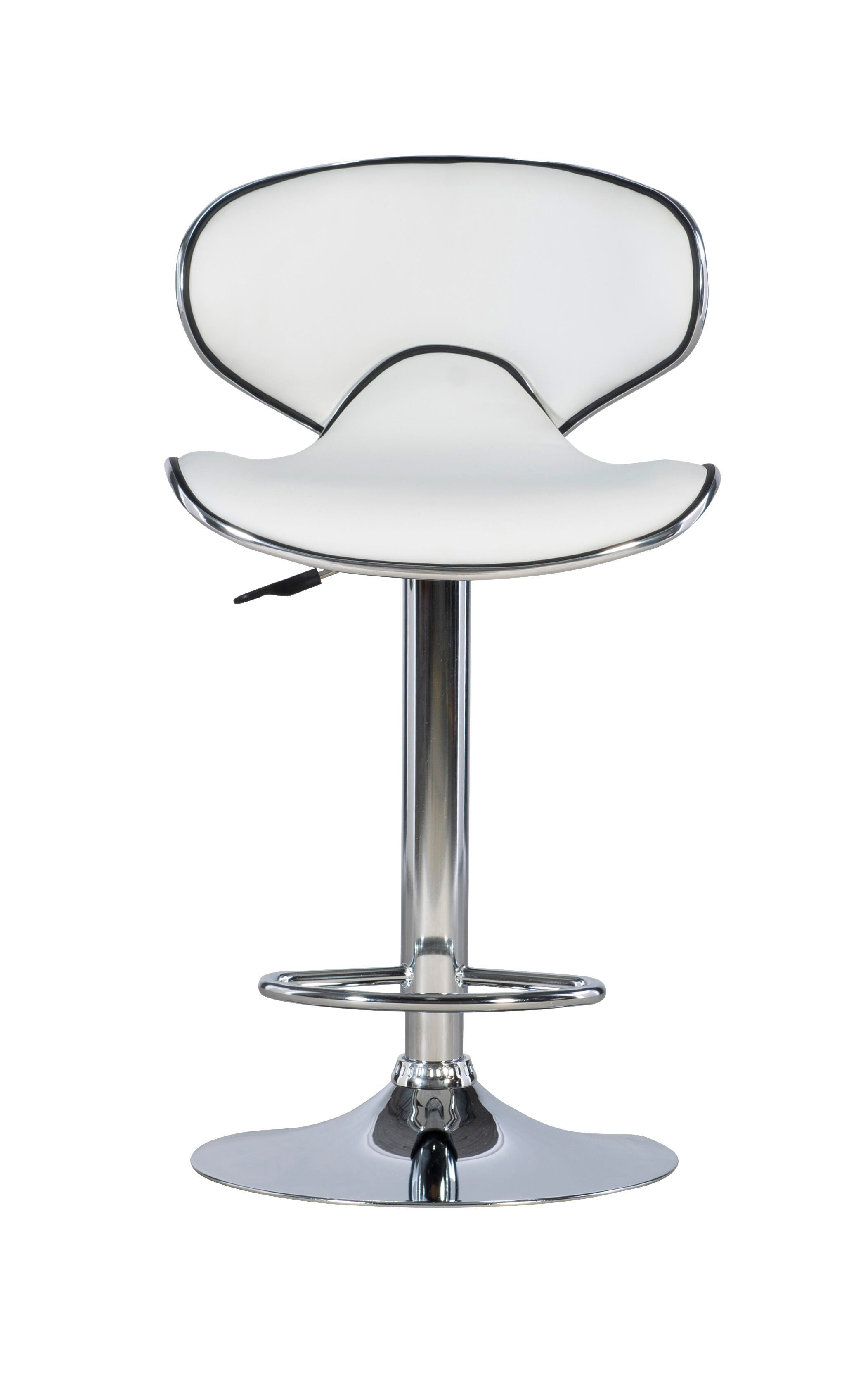Linon Chrome Adjustable Height Bar Stool, White, large