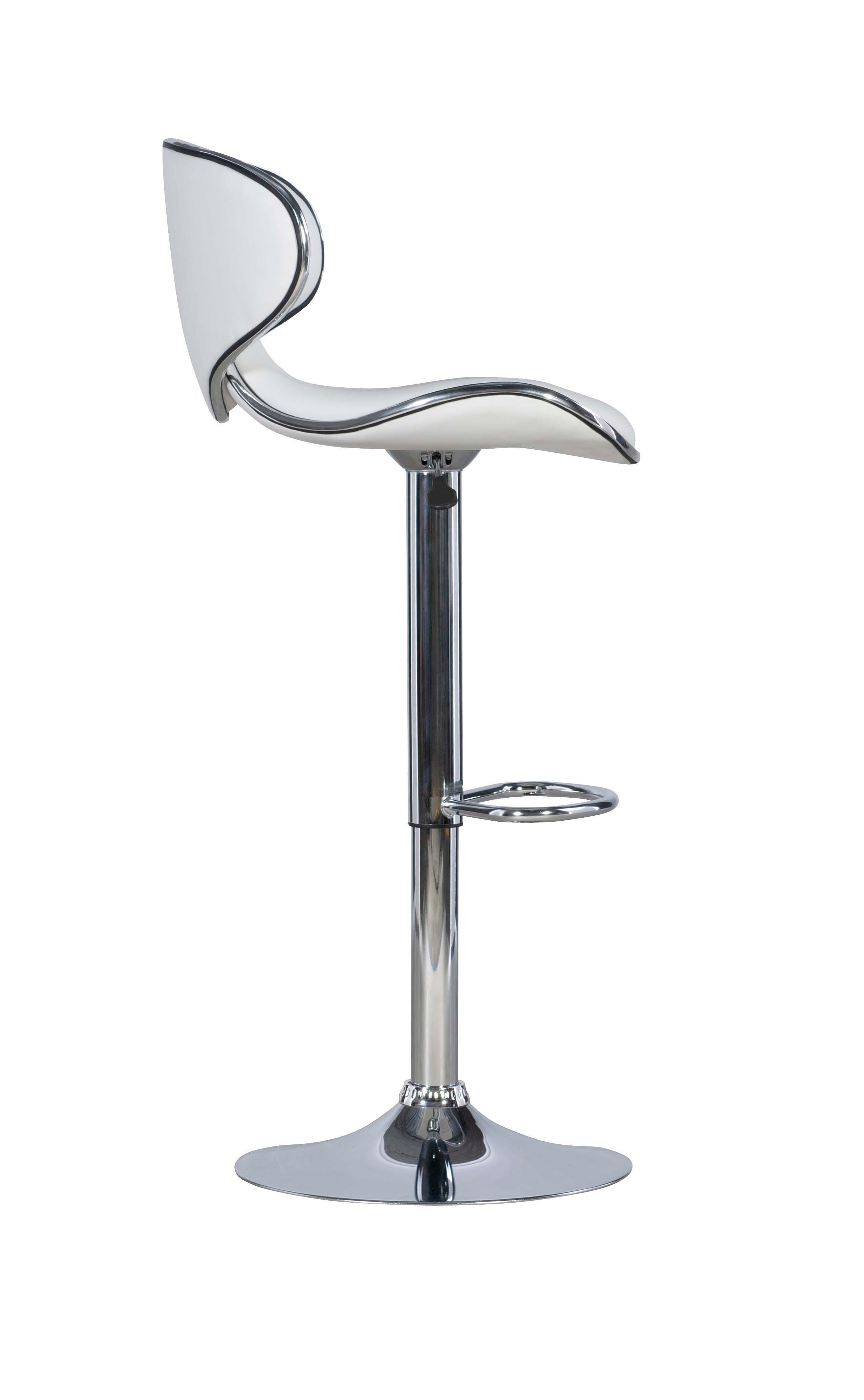 Linon Chrome Adjustable Height Bar Stool, White, large