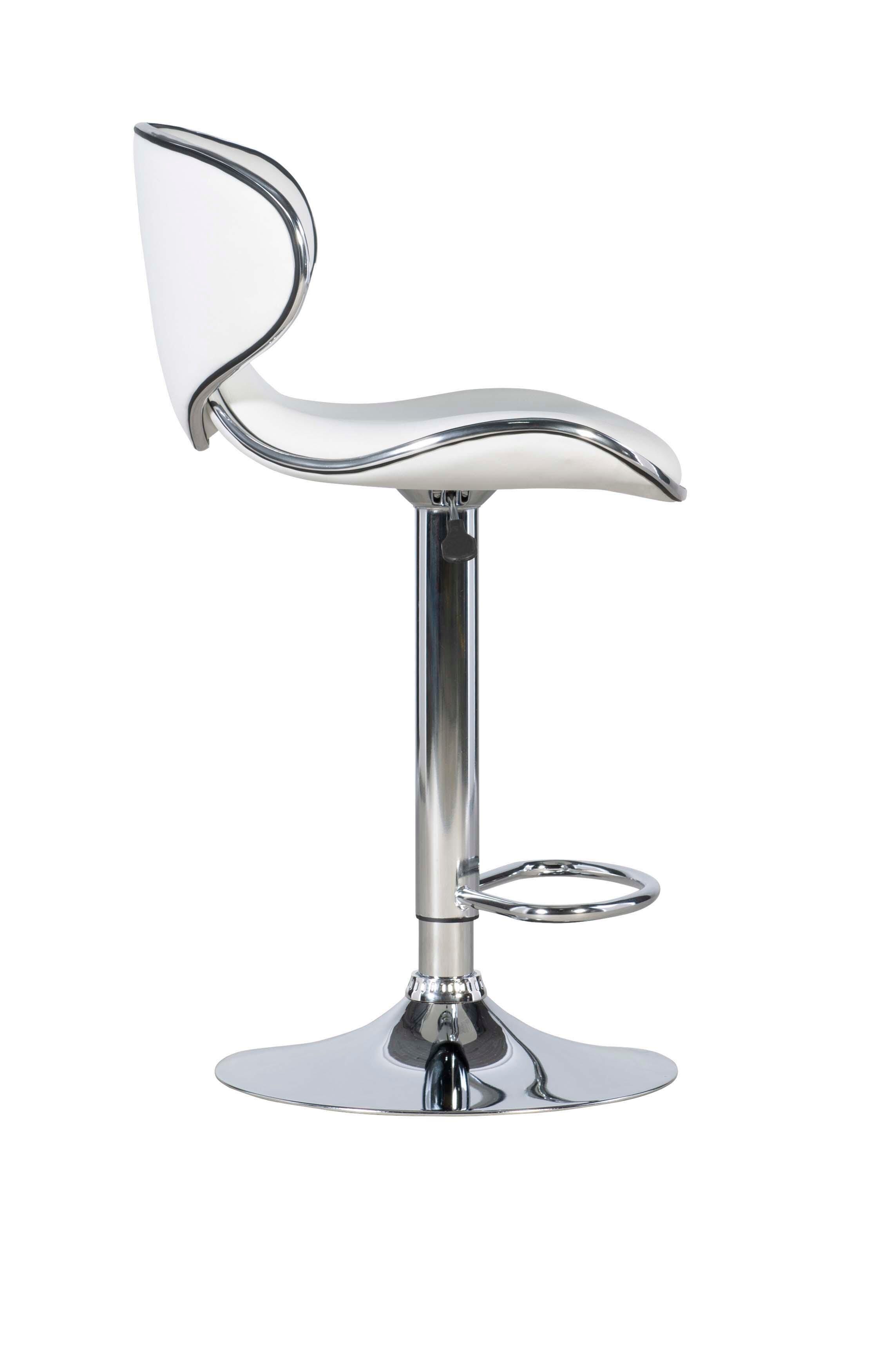 Linon Chrome Adjustable Height Bar Stool, White, large