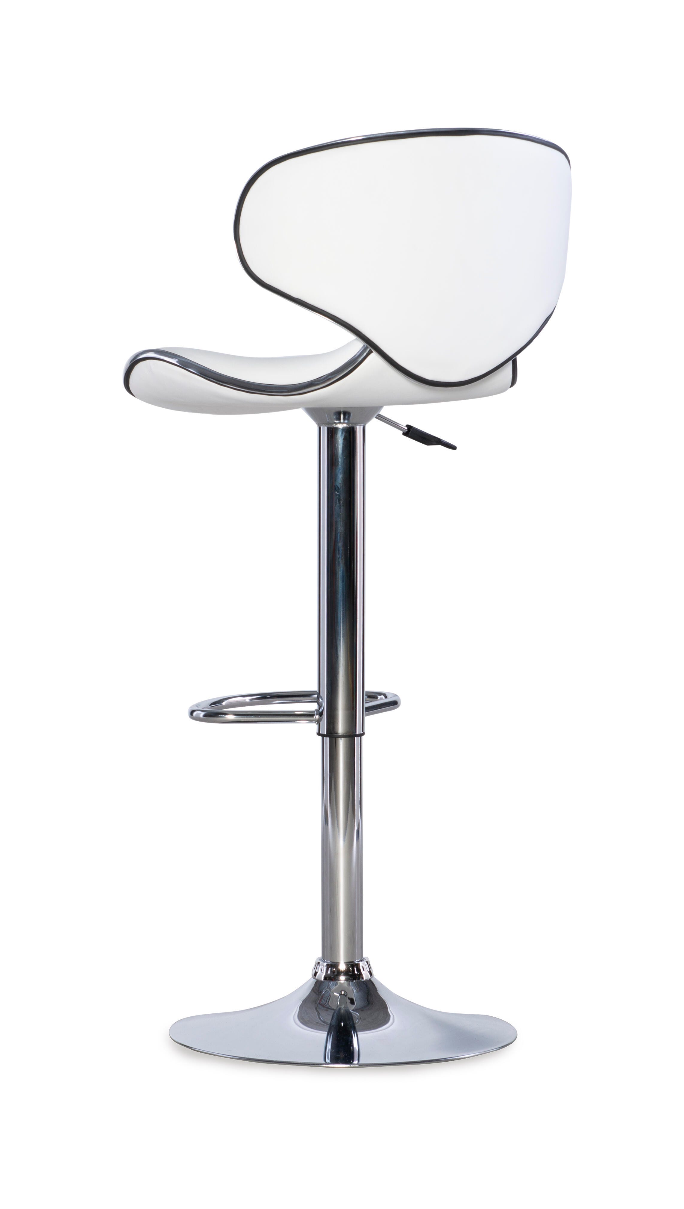 Linon Chrome Adjustable Height Bar Stool, White, large