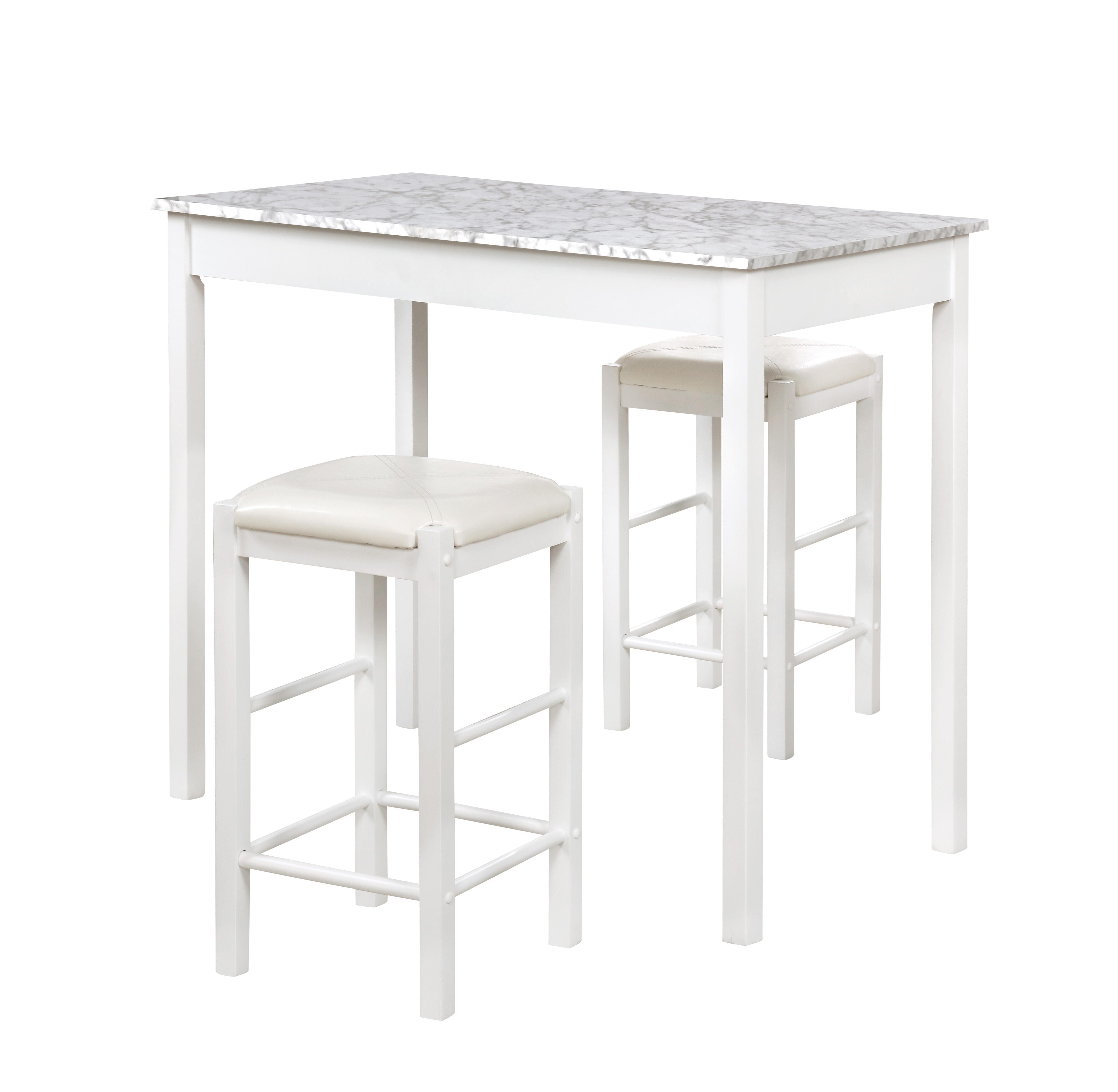 Linon Iris 3 Piece Tavern Dining Set, White, large