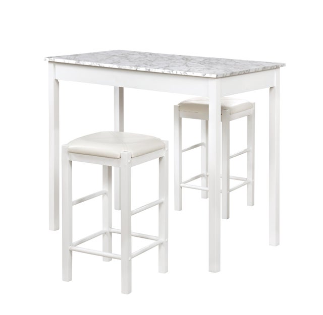 Linon Iris Dining Table and 2 Bar Stools Set