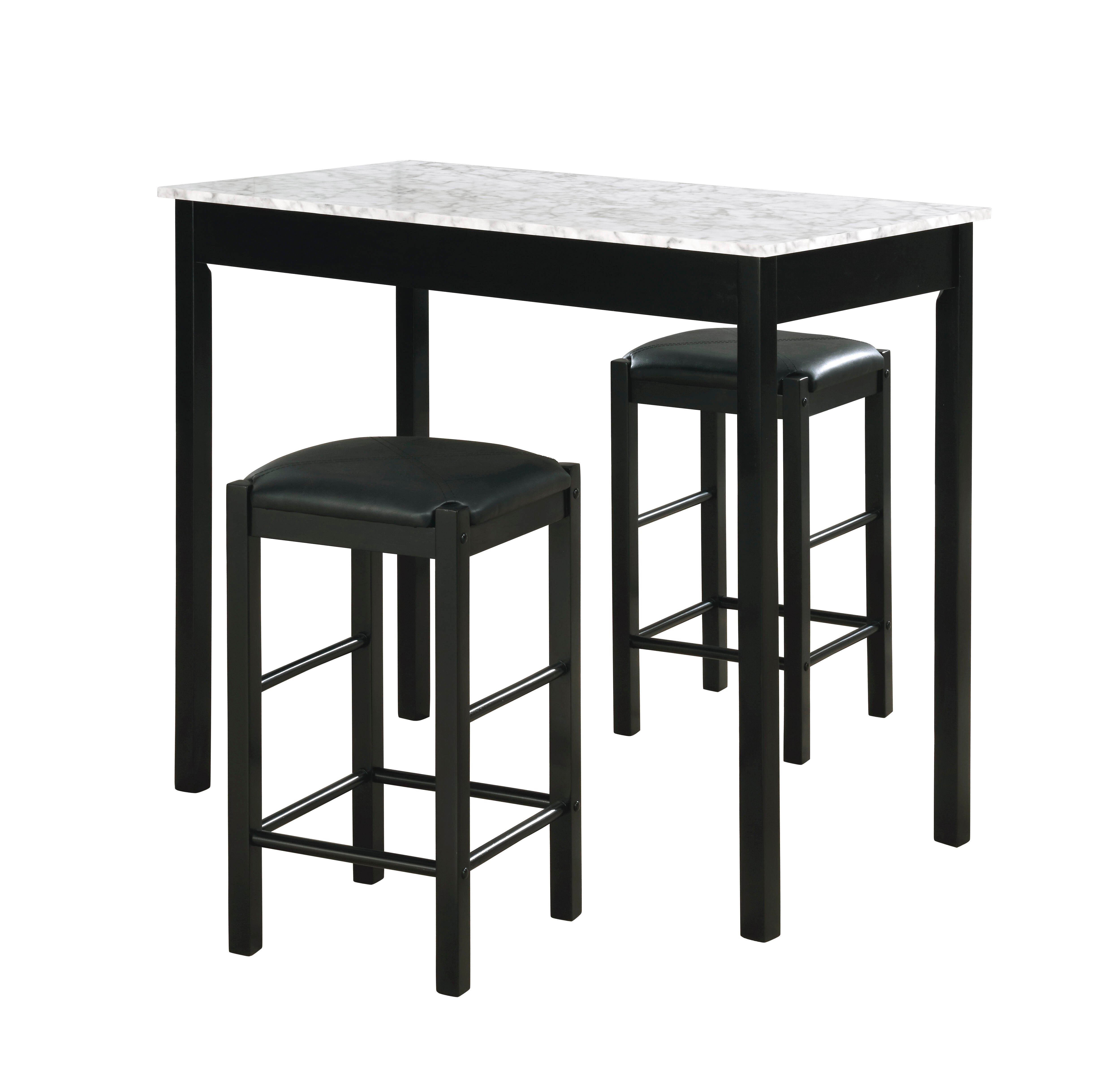 Linon Iris 3 Piece Tavern Dining Set, Black, large