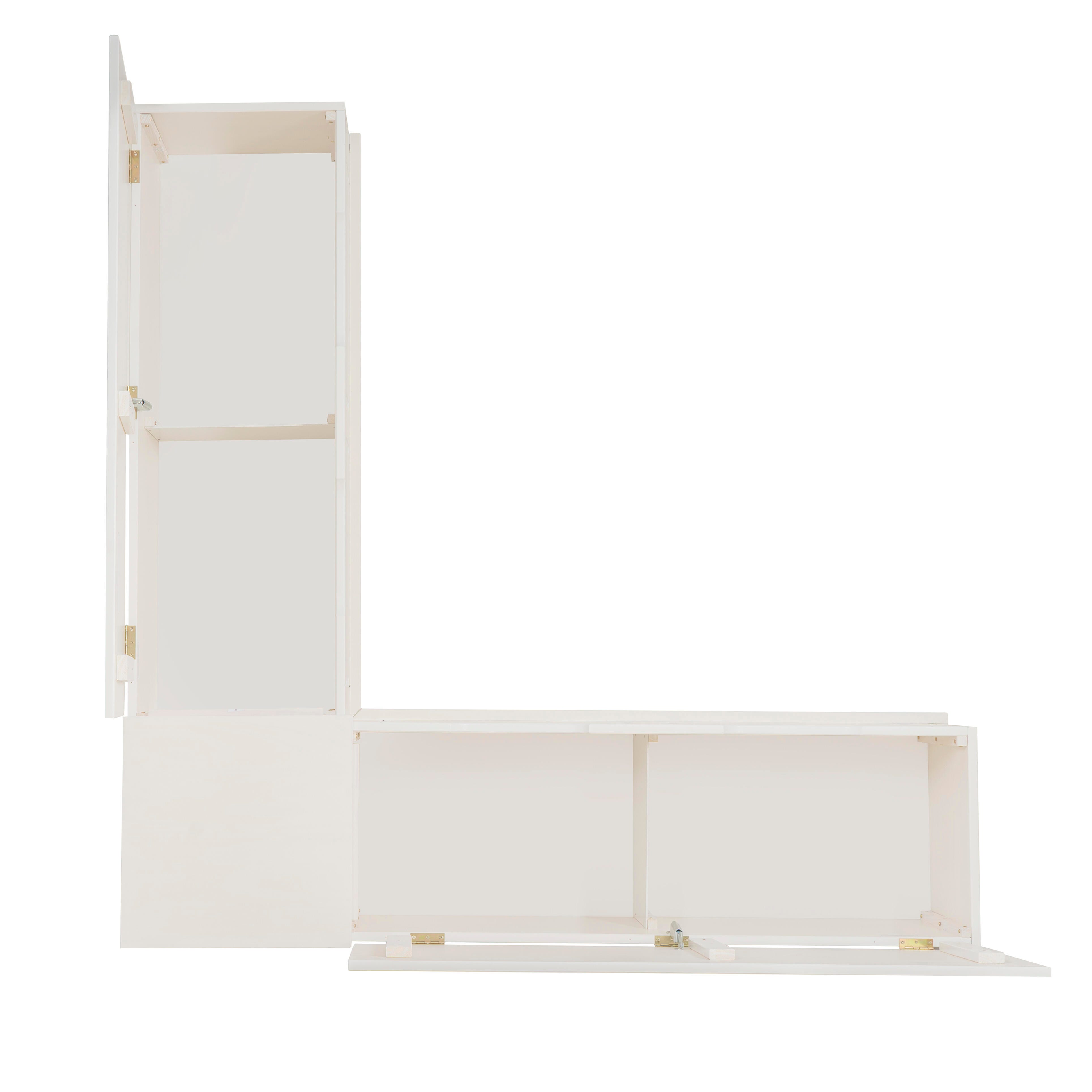 Linon Landin Backless Corner Breakfast Nook, White, large