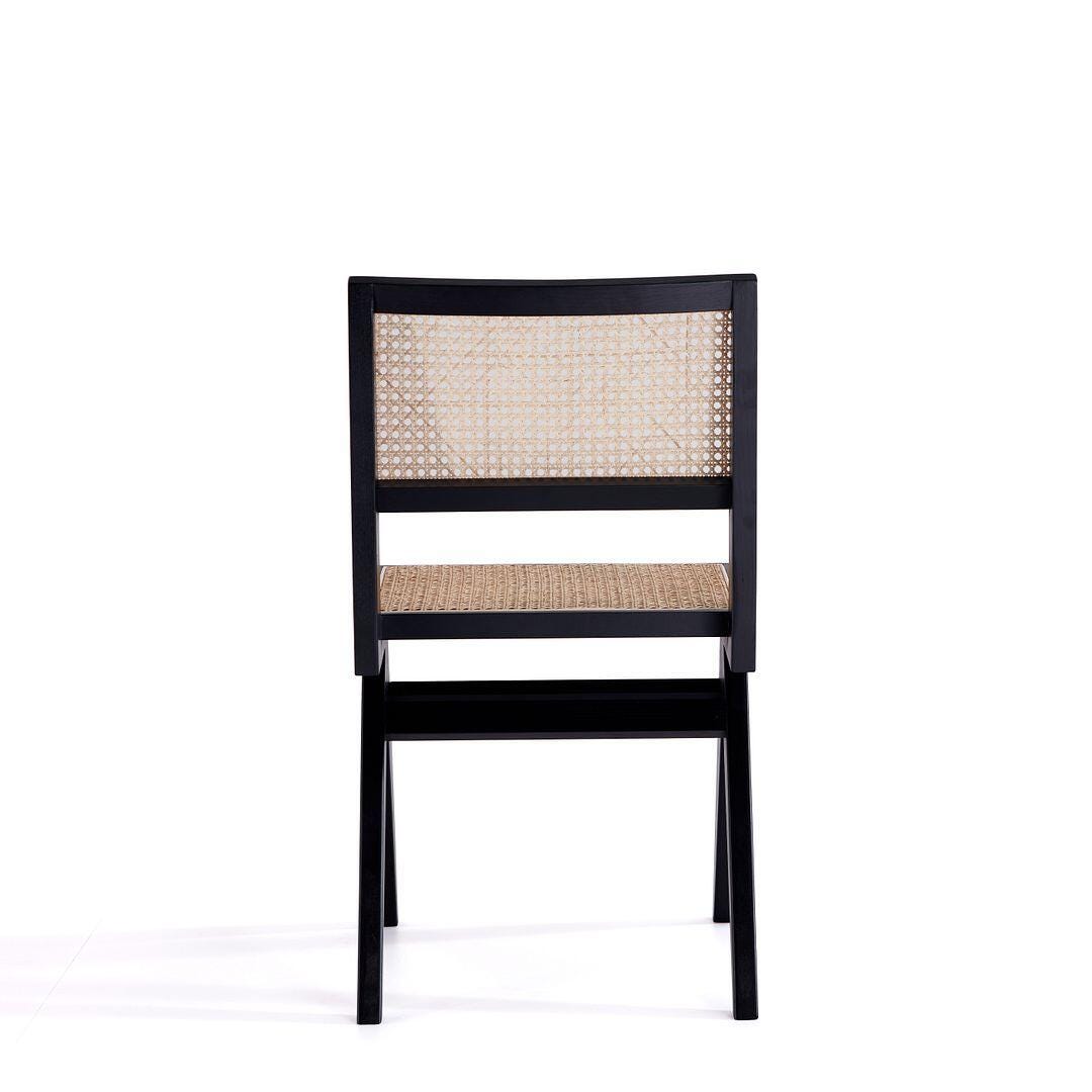 Manhattan Comfort Hamlet Dining Chair (Set of 4), Black/Natural Cane, large