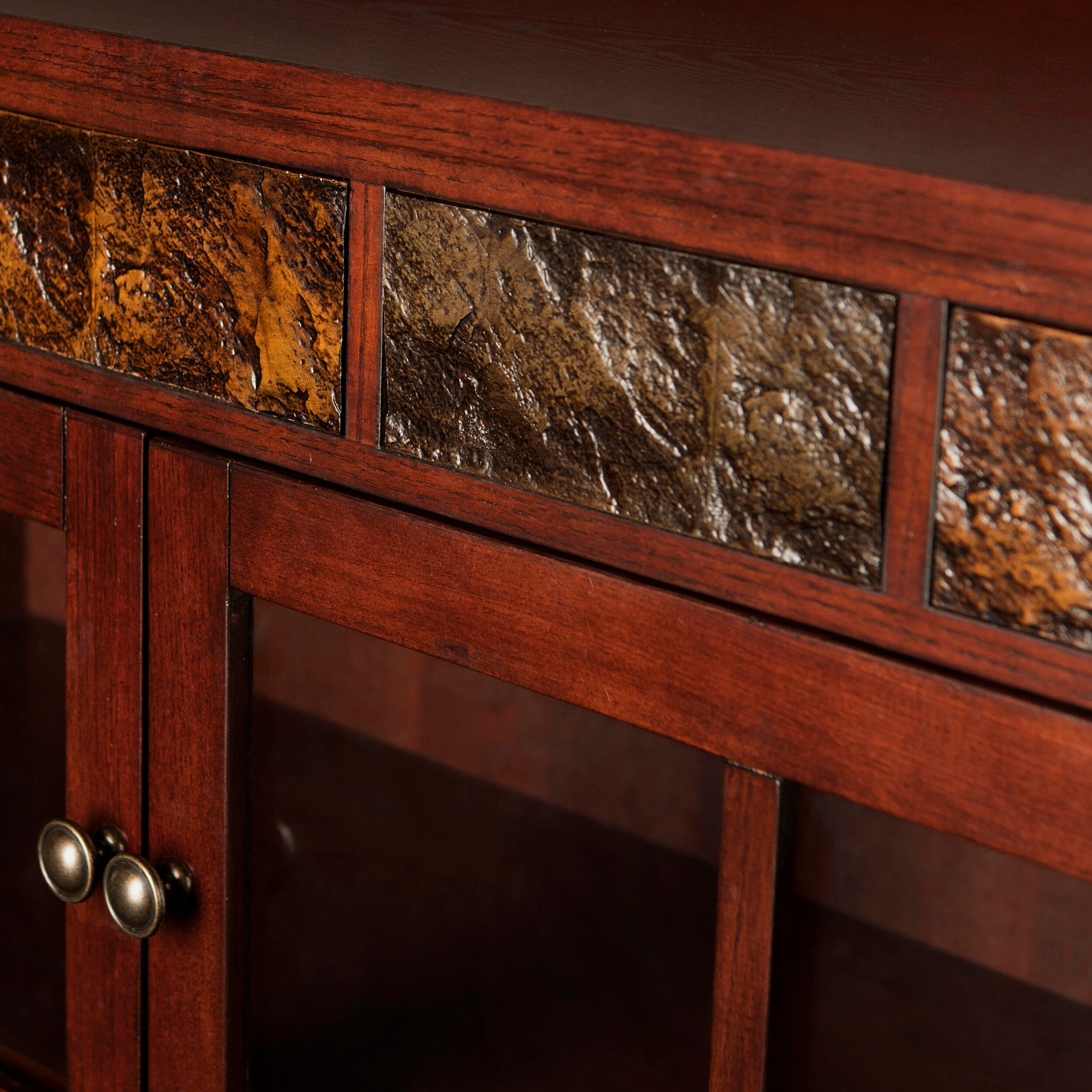 Paston Paston Mission Faux Slate Sideboard and Display Curio, , large