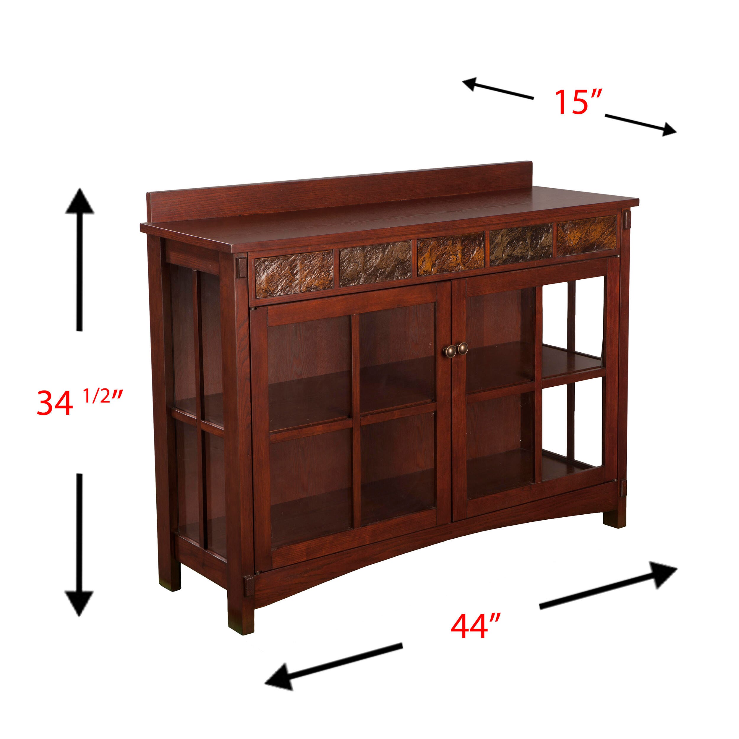 Paston Paston Mission Faux Slate Sideboard and Display Curio, , large
