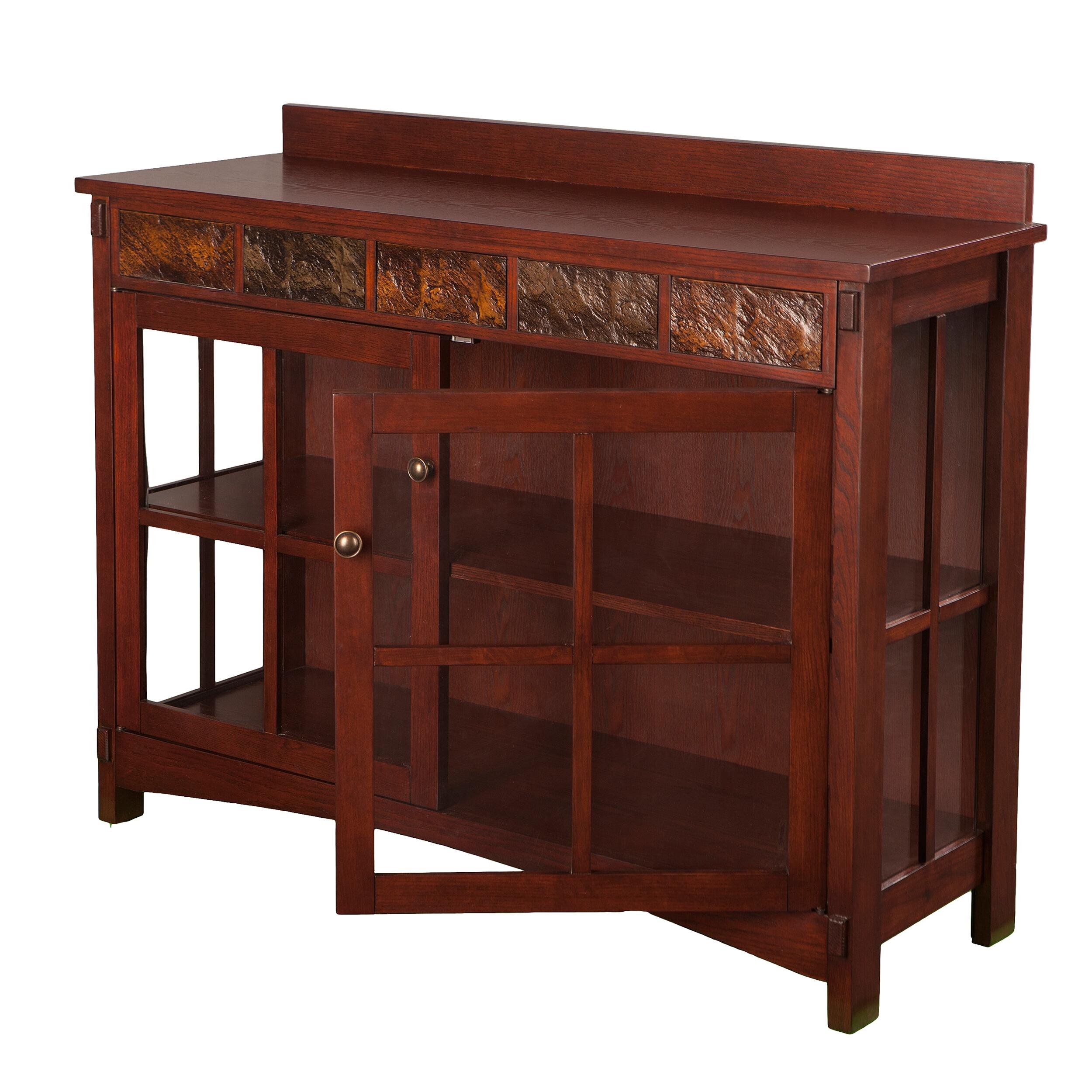 Paston Paston Mission Faux Slate Sideboard and Display Curio, , large