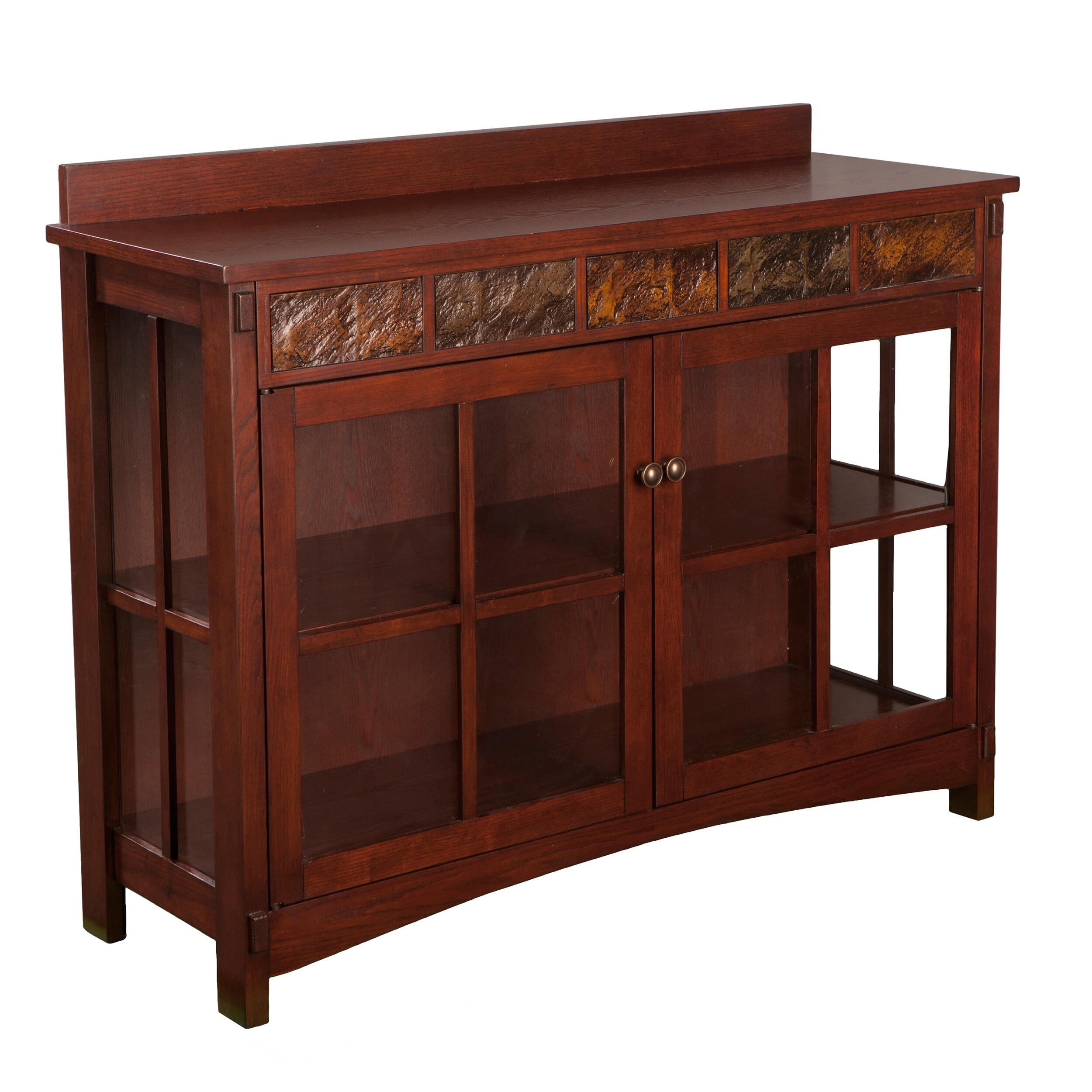 Paston Paston Mission Faux Slate Sideboard and Display Curio, , large