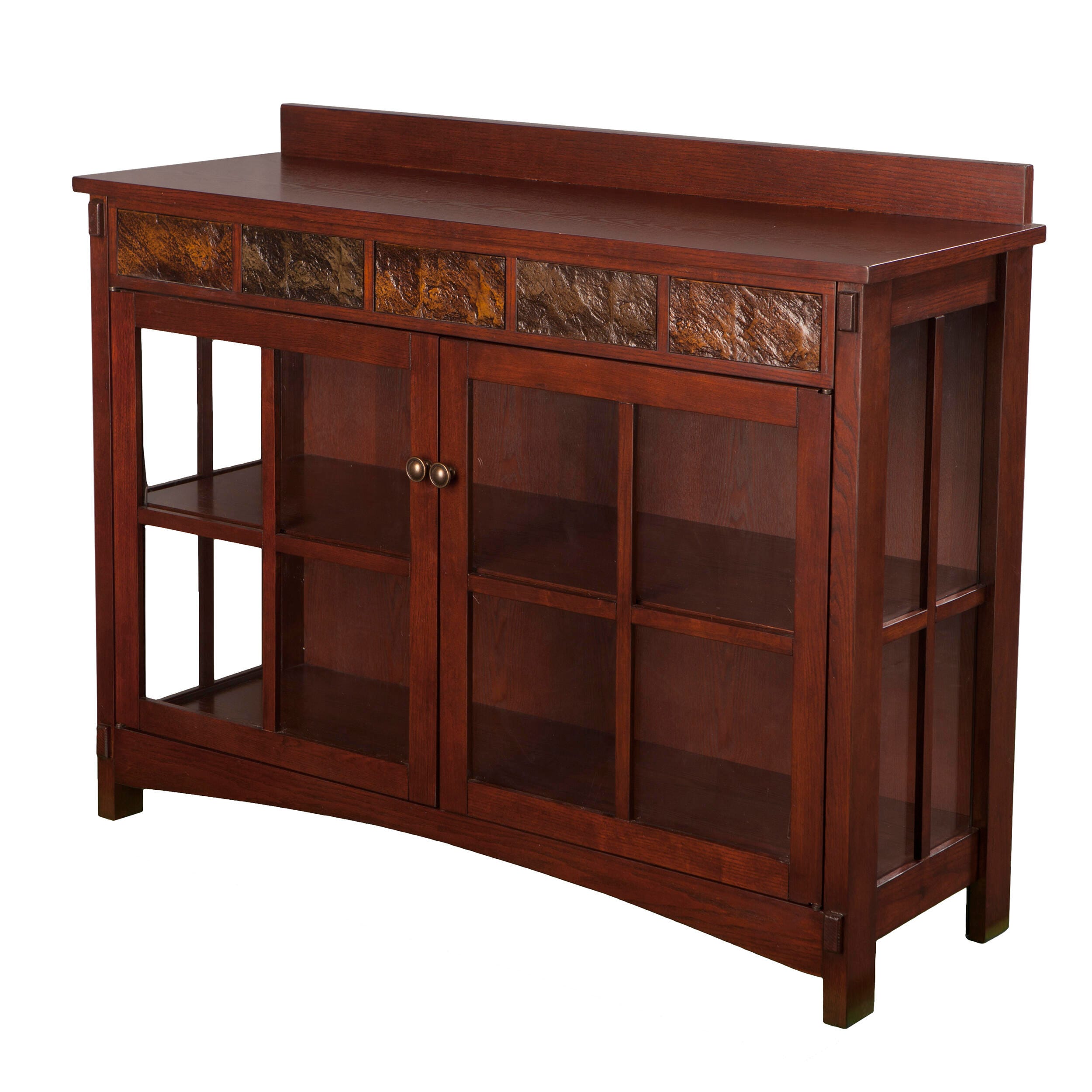 Paston Paston Mission Faux Slate Sideboard and Display Curio, , large