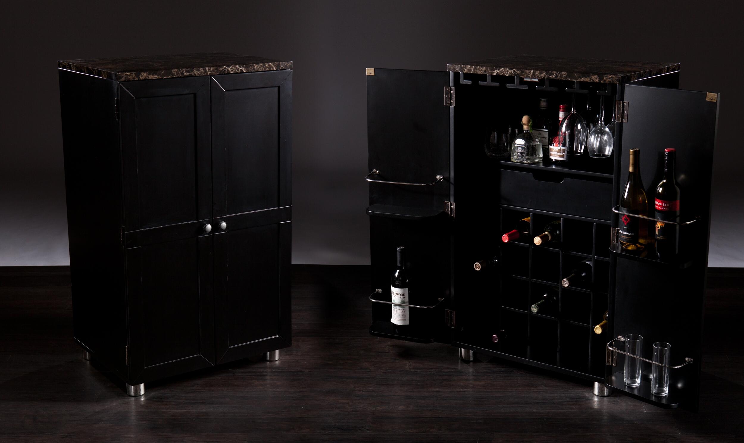 Melora Melora Contemporary Bar Cabinet - Black, , large