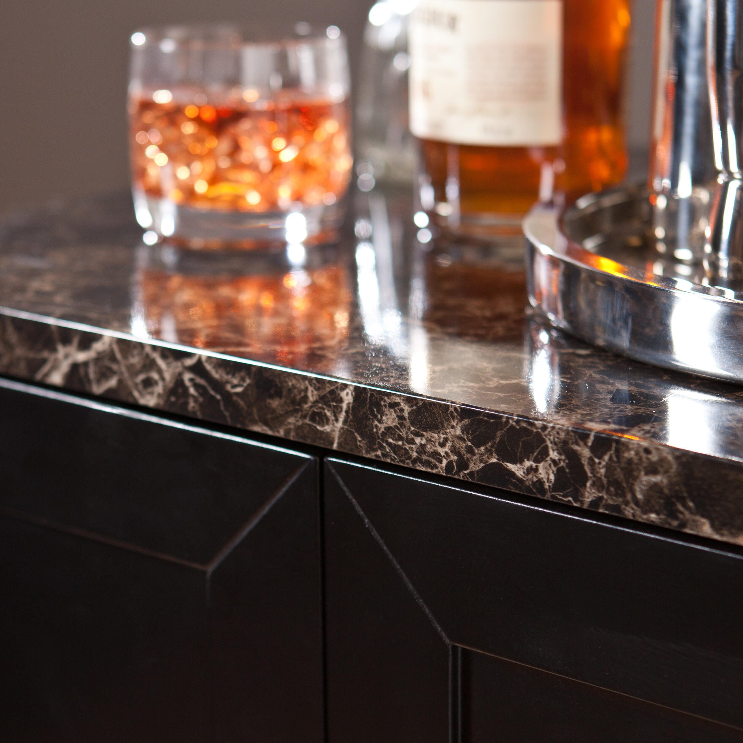 Melora Melora Contemporary Bar Cabinet - Black, , large