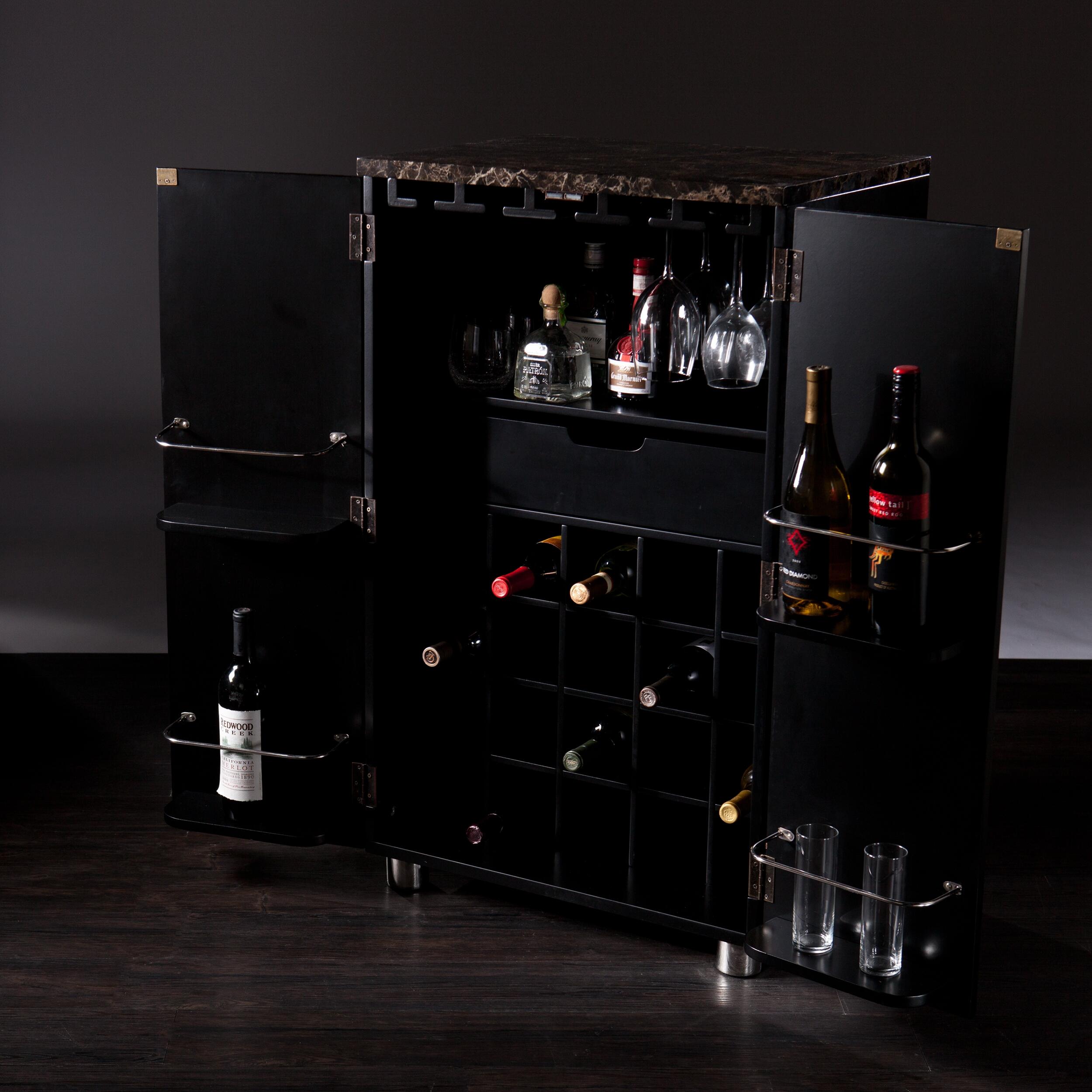 Melora Melora Contemporary Bar Cabinet - Black, , large