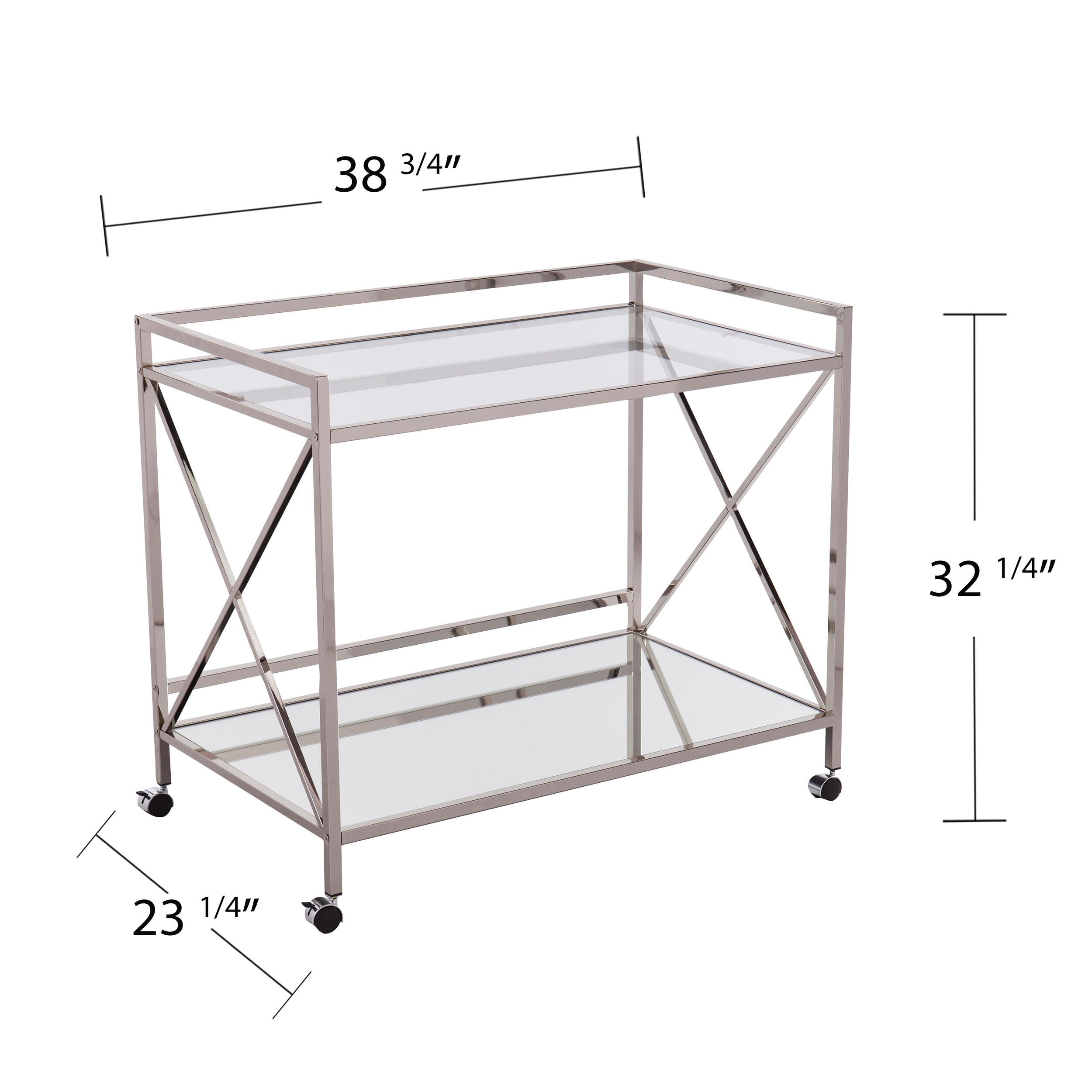Dresden Dresden Silver Bar Cart, Chrome, large