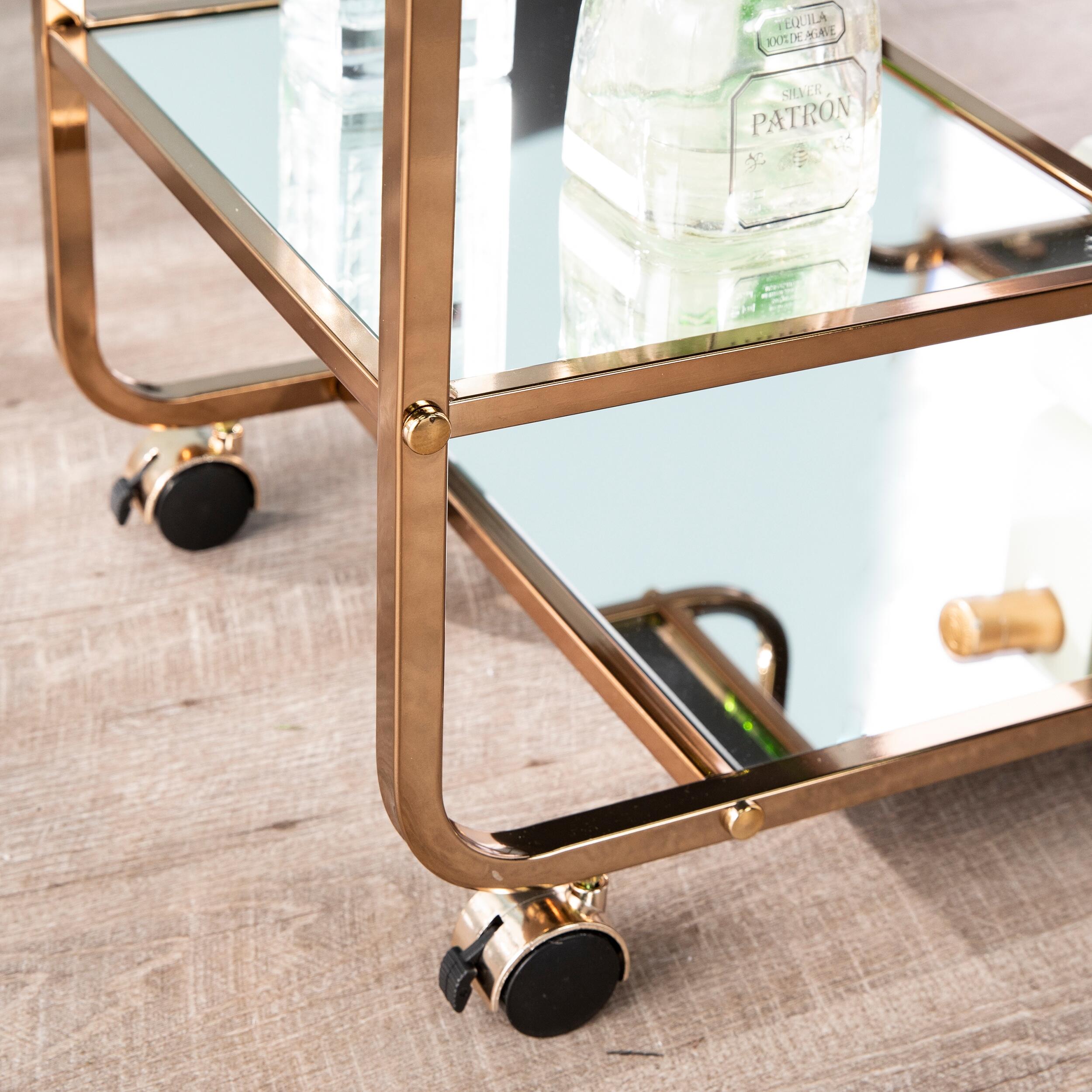 Layalla Layalla Art Deco Mirrored Bar Cart, , large