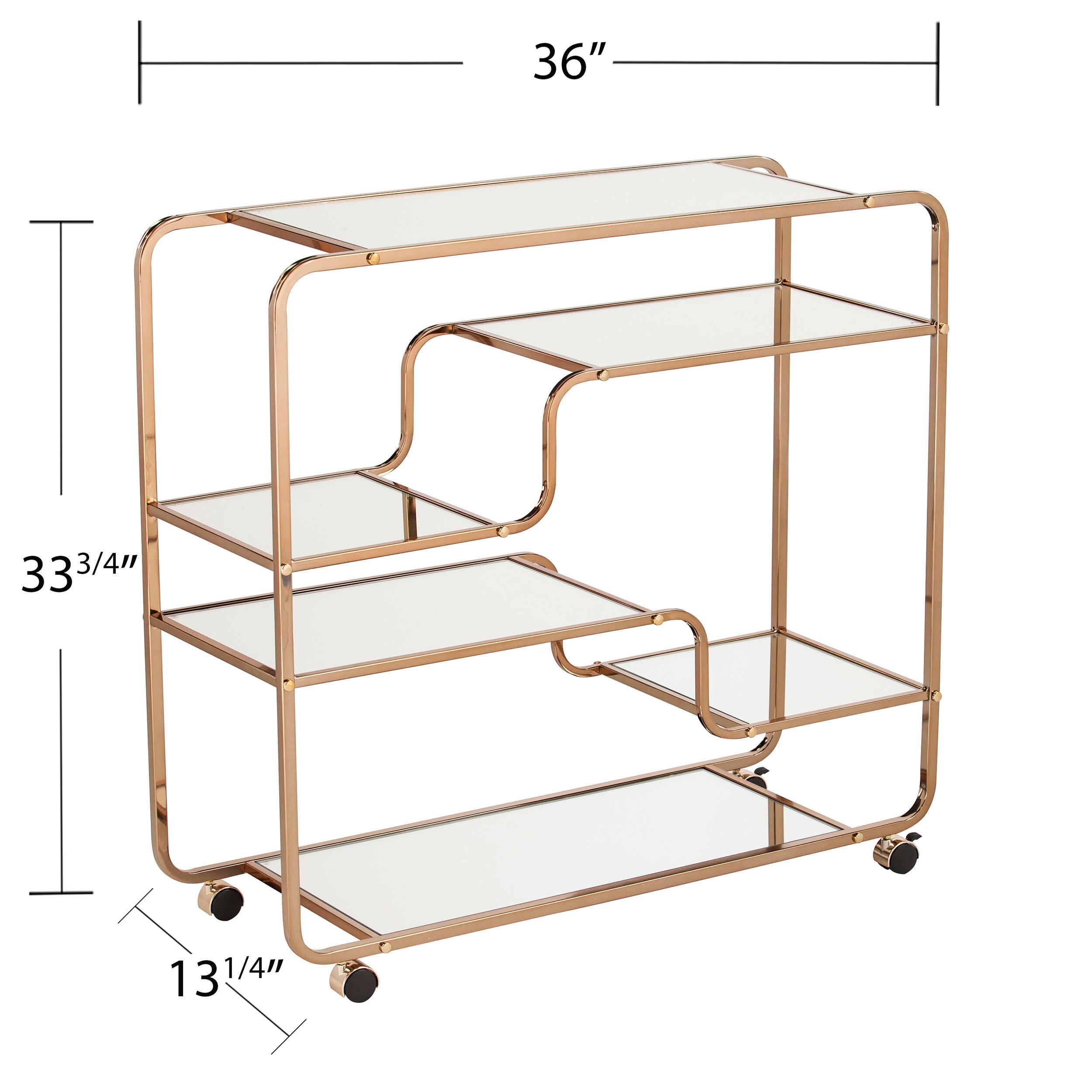 Layalla Layalla Art Deco Mirrored Bar Cart, , large