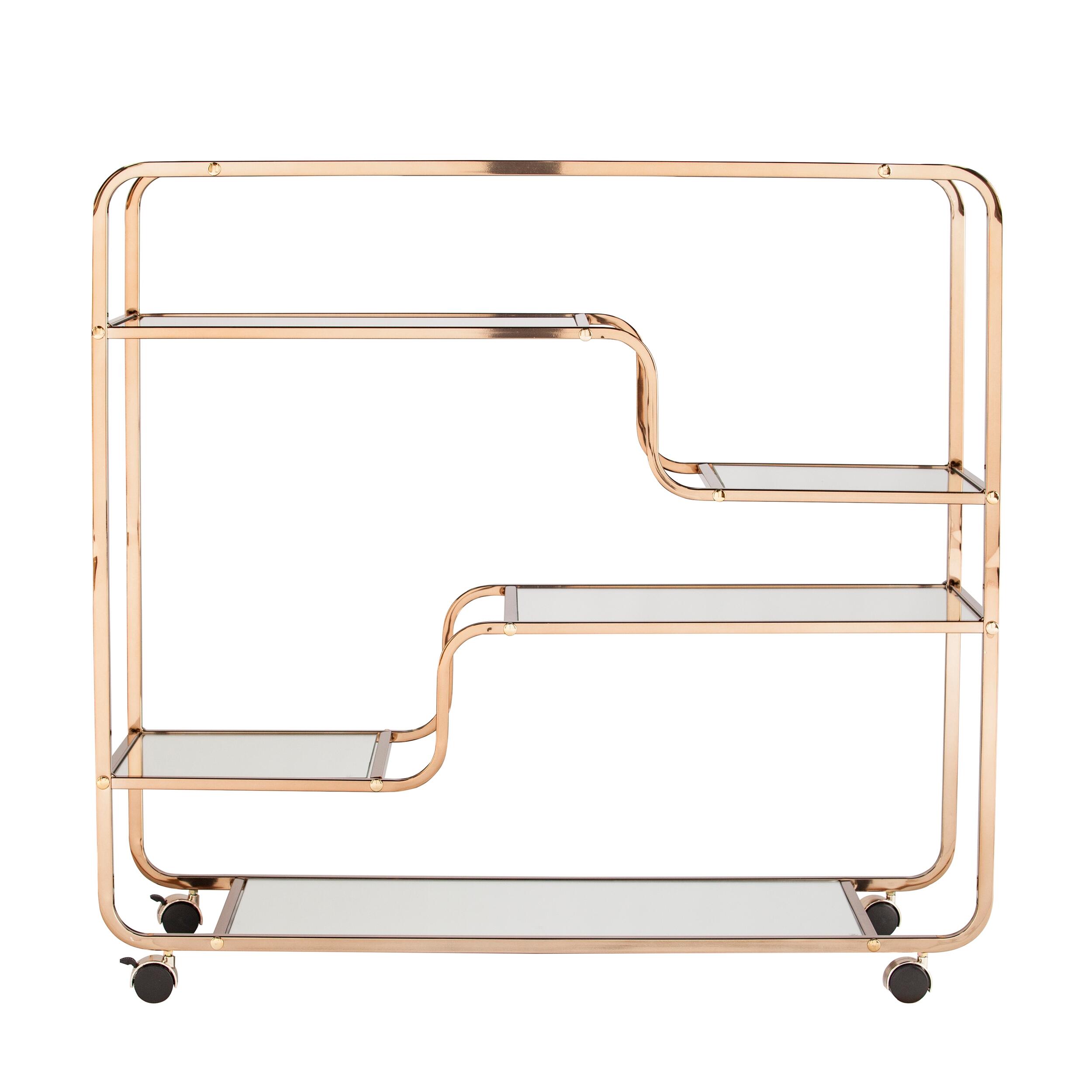 Layalla Layalla Art Deco Mirrored Bar Cart, , large
