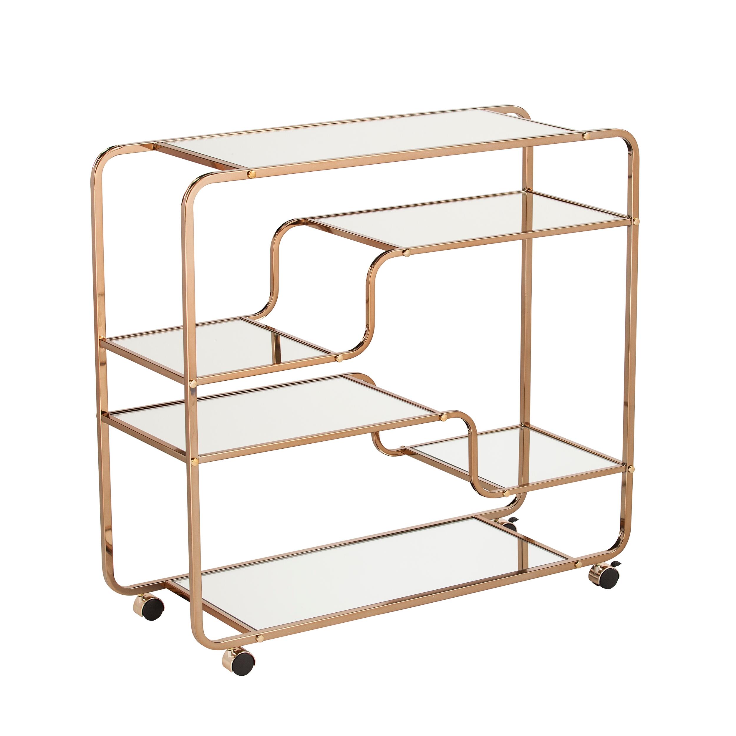 Layalla Layalla Art Deco Mirrored Bar Cart, , large