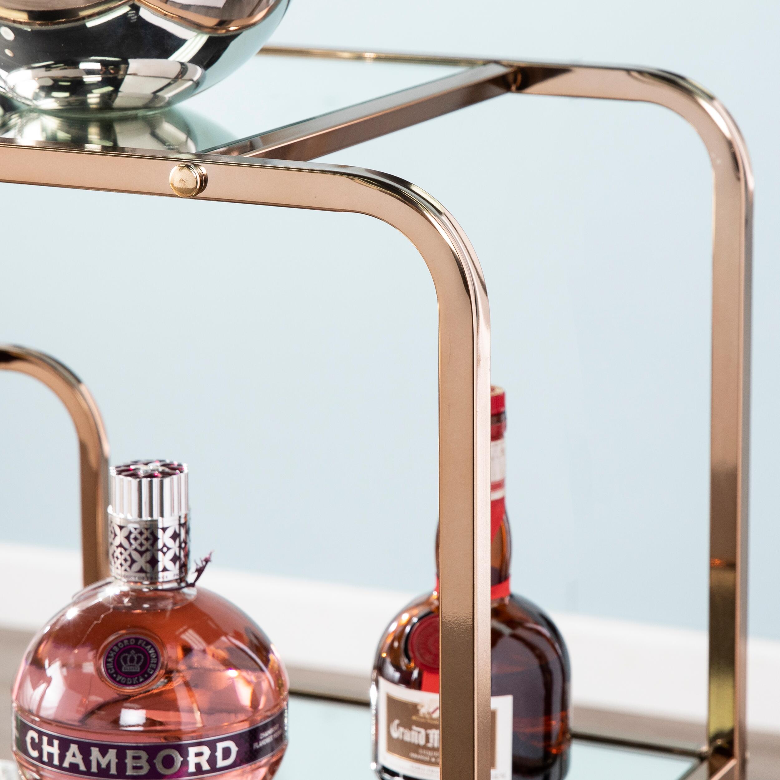 Layalla Layalla Art Deco Mirrored Bar Cart, , large