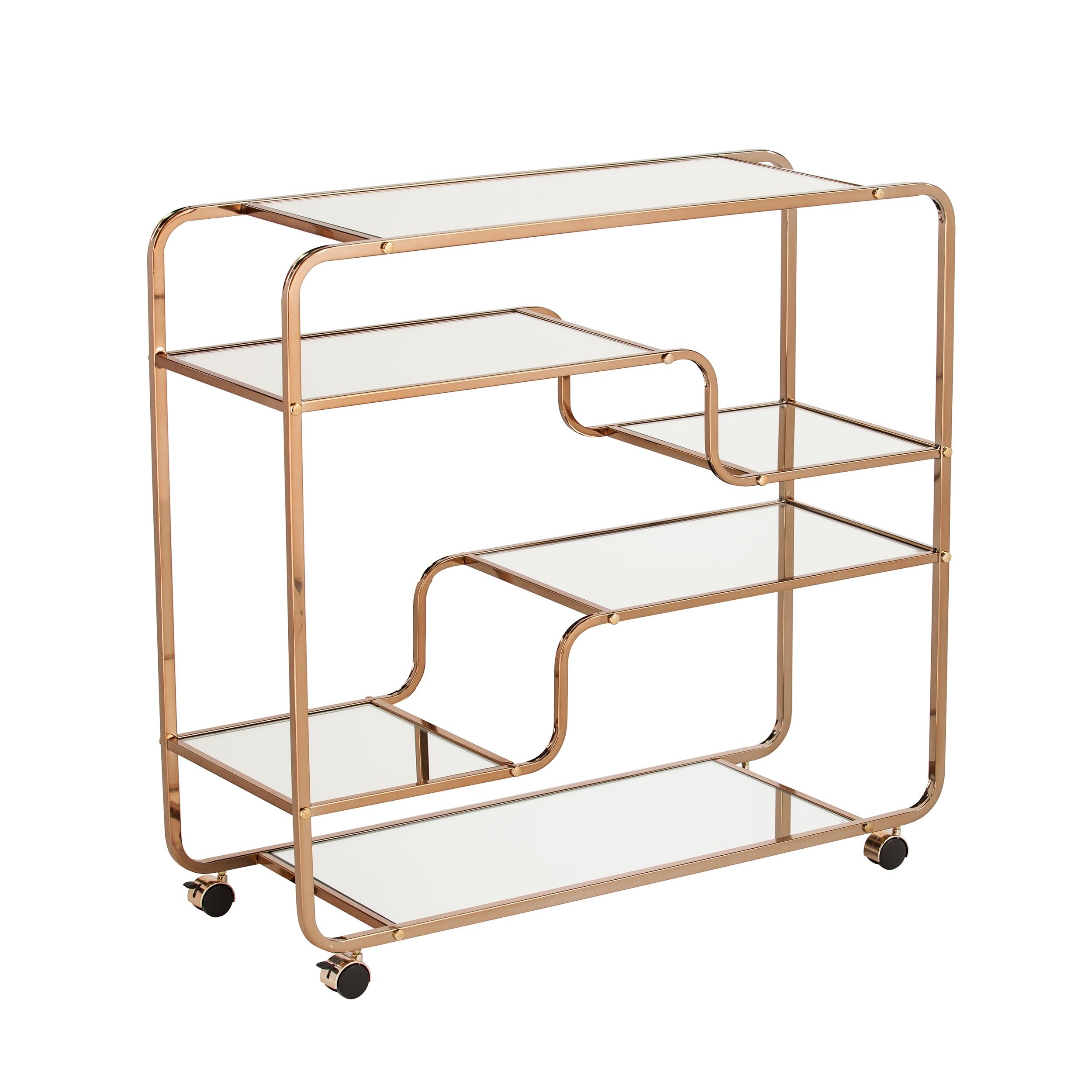 Layalla Layalla Art Deco Mirrored Bar Cart, , large