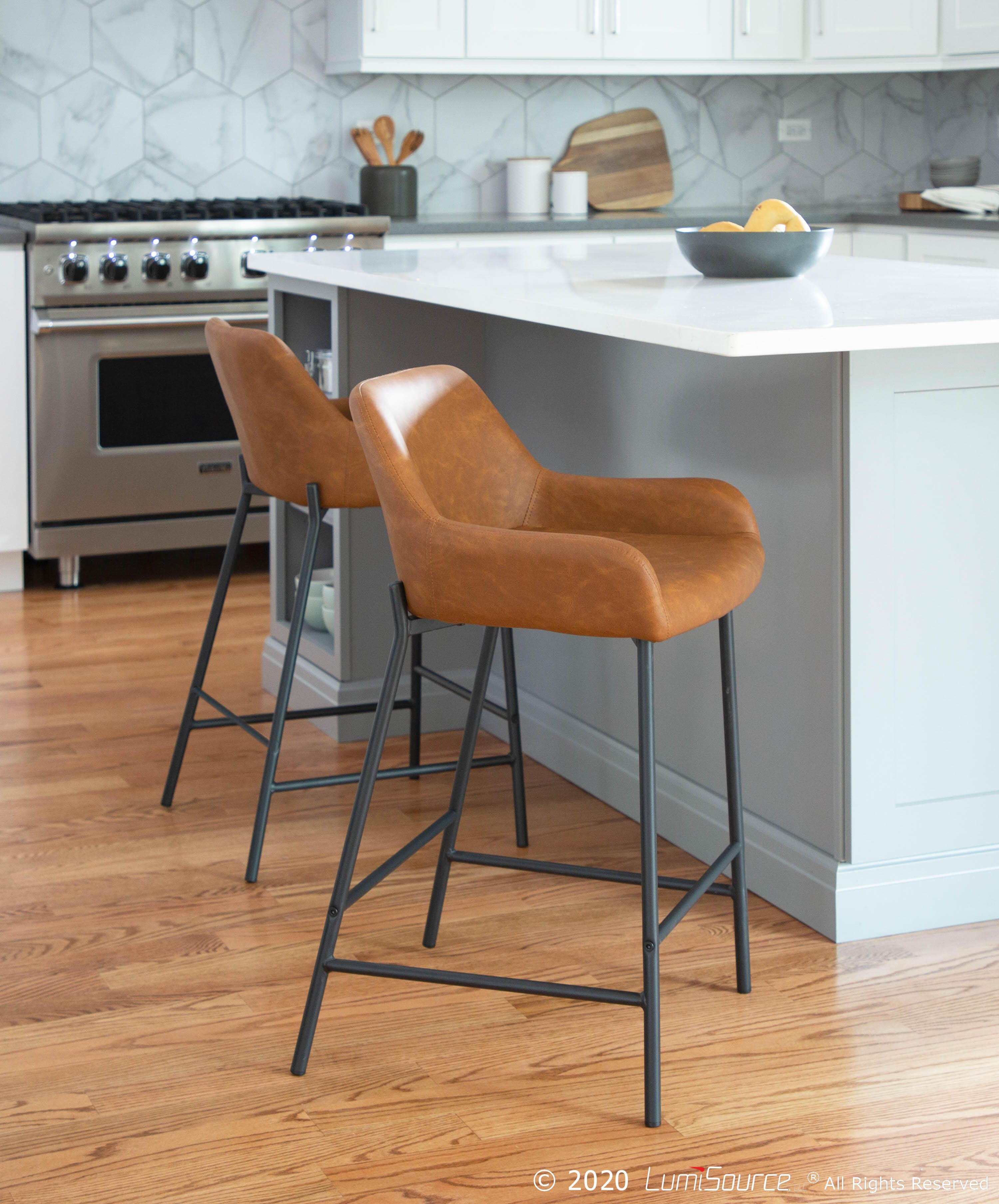 Daniella Counter Stool (Set of 2), Black/Camel, rollover
