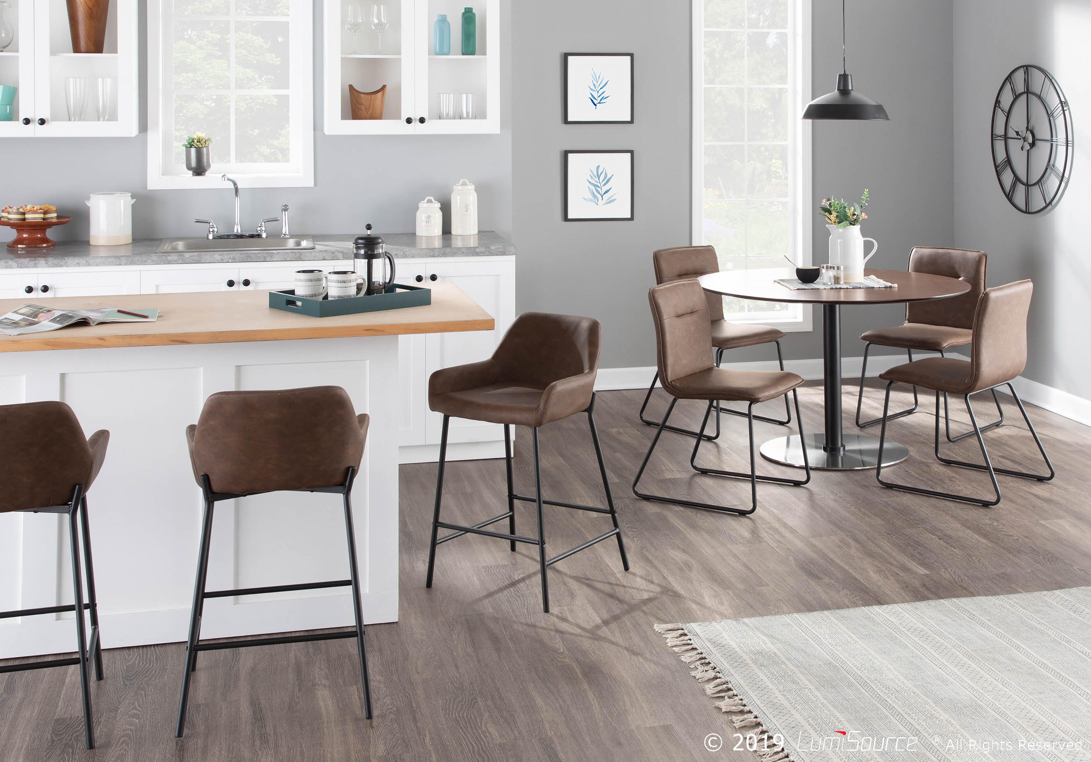 Daniella Counter Stool (Set of 2), Black/Espresso, large