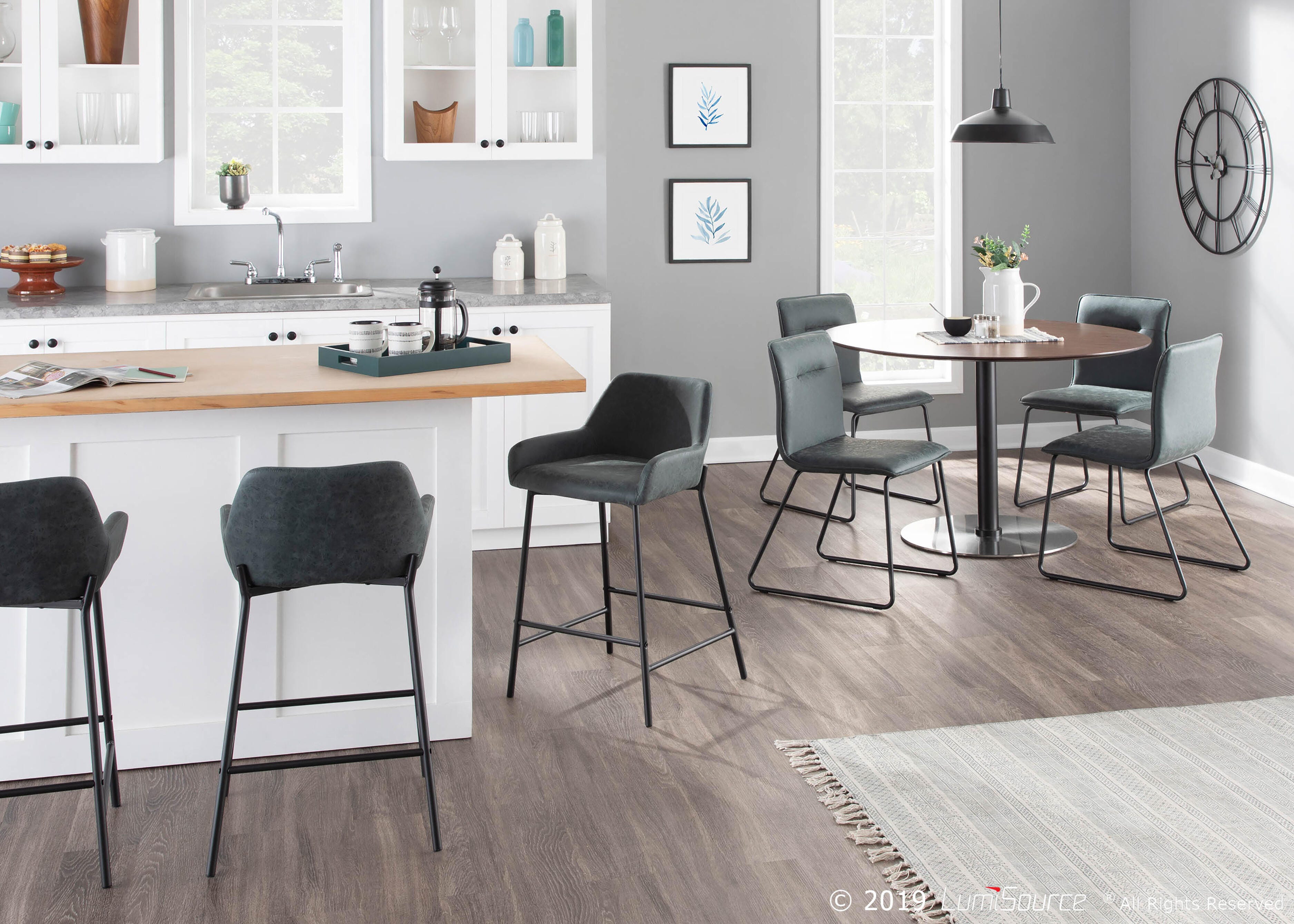 Daniella Counter Stool (Set of 2), Black/Green, rollover