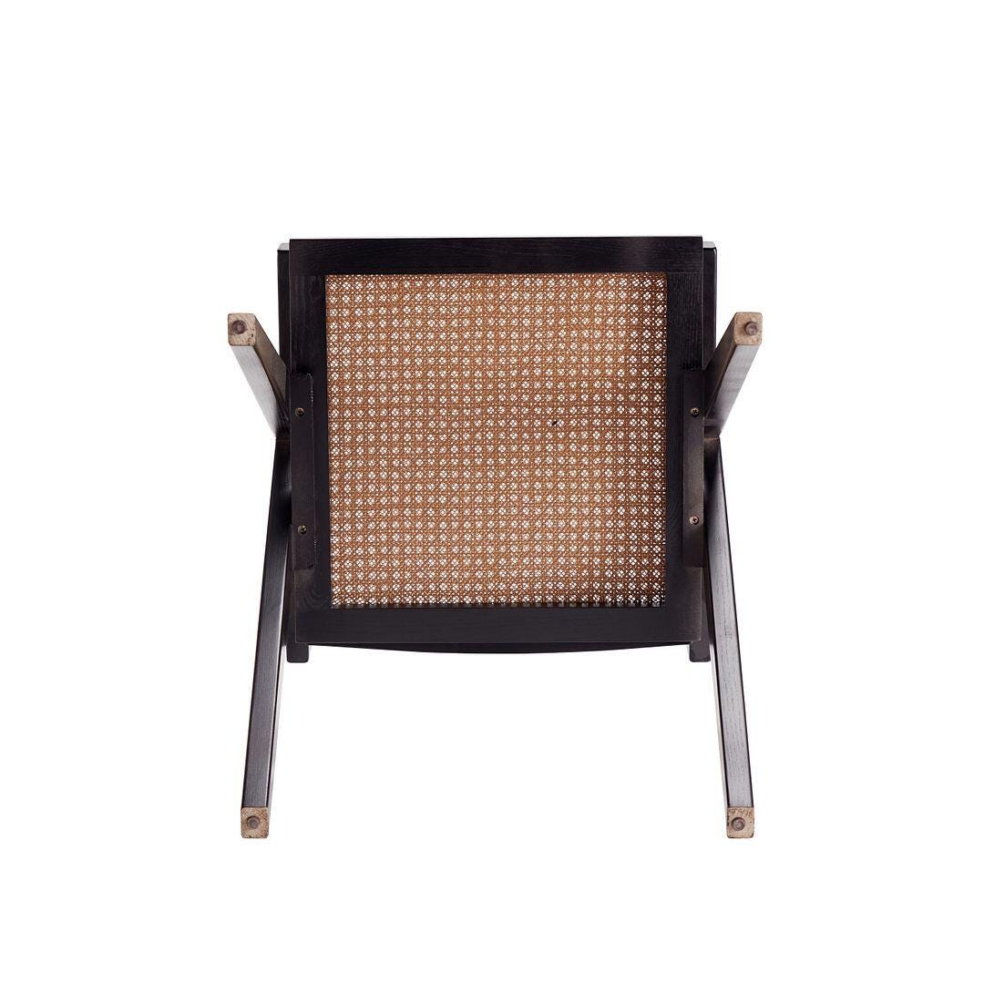 Manhattan Comfort Hamlet Dining Armchair (Set of 2), Black/Natural Cane, large