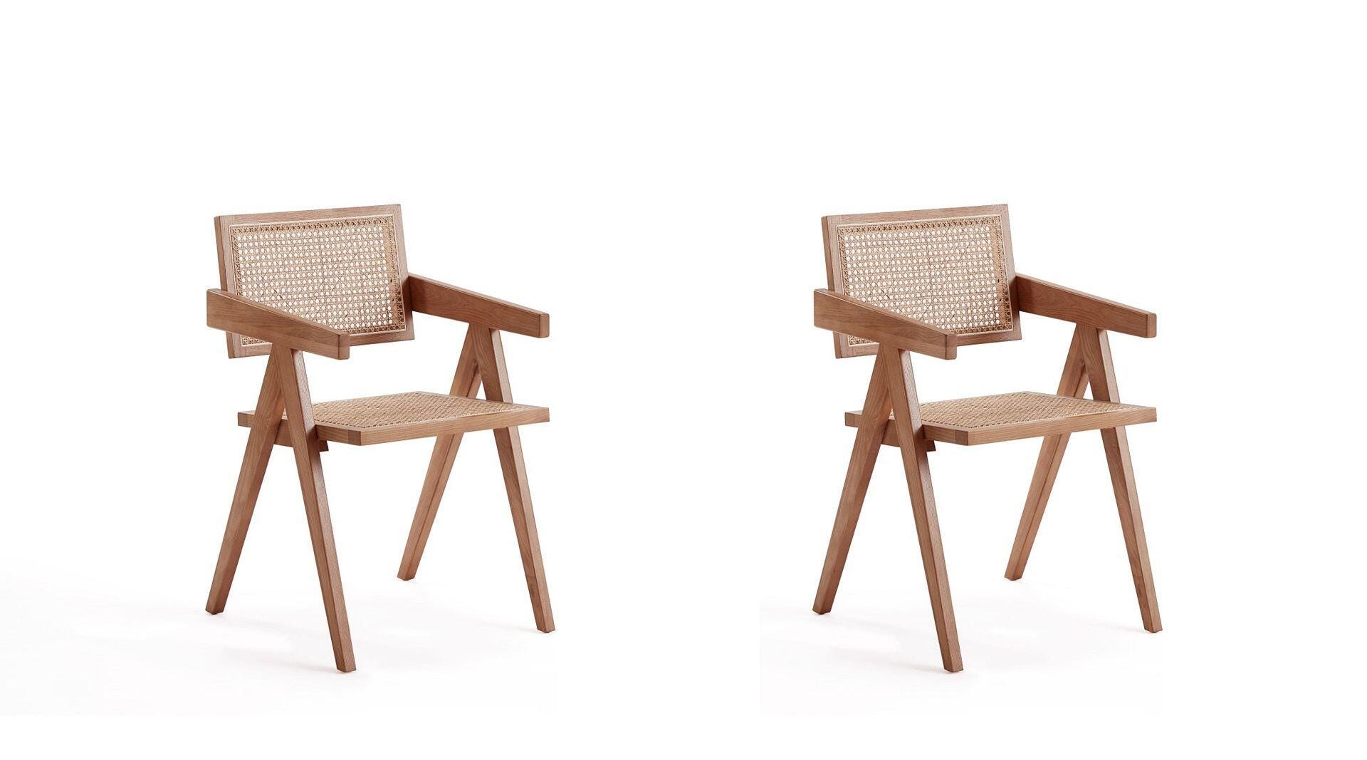 Manhattan Comfort Hamlet Dining Armchair (Set of 2), Natural, large