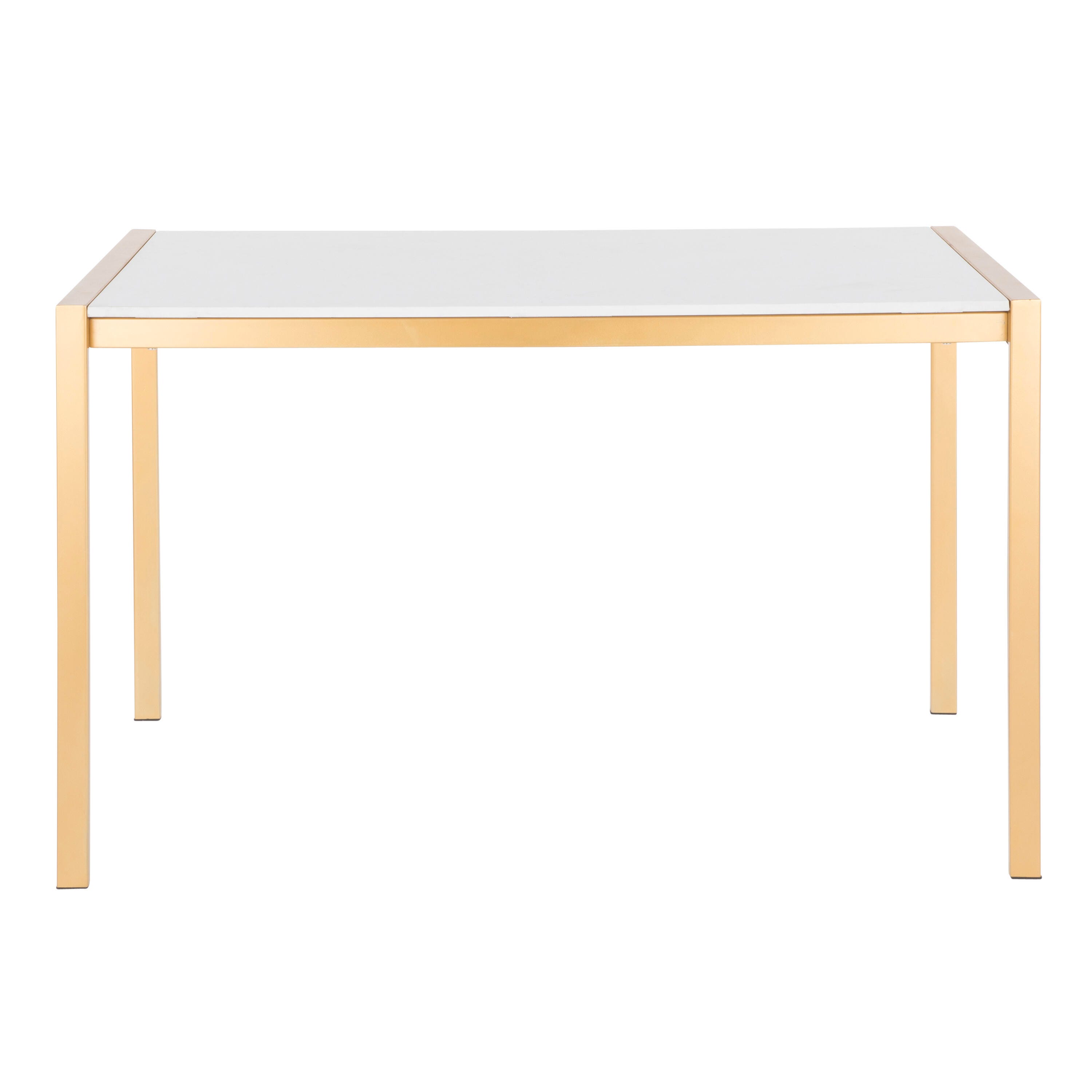 Fuji Dining Table, Gold/White Marble, large