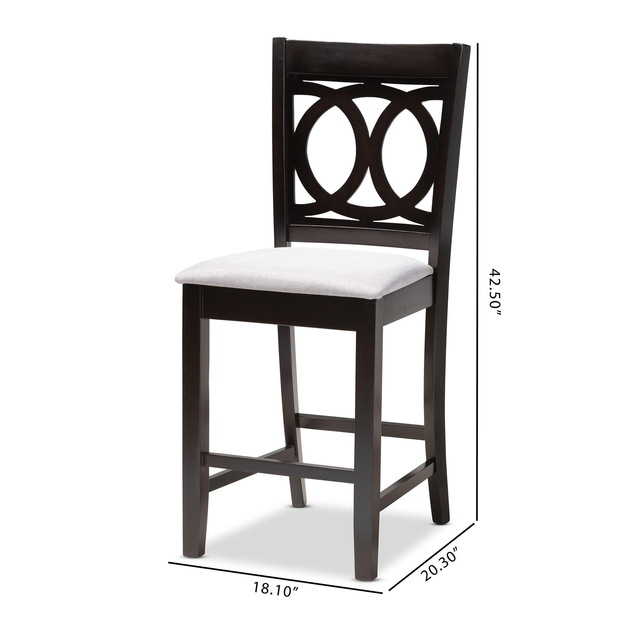 Lenoir Gray Fabric Upholstered Espresso Brown Finished Wood Counter Height Pub Chair Set, Gray, large