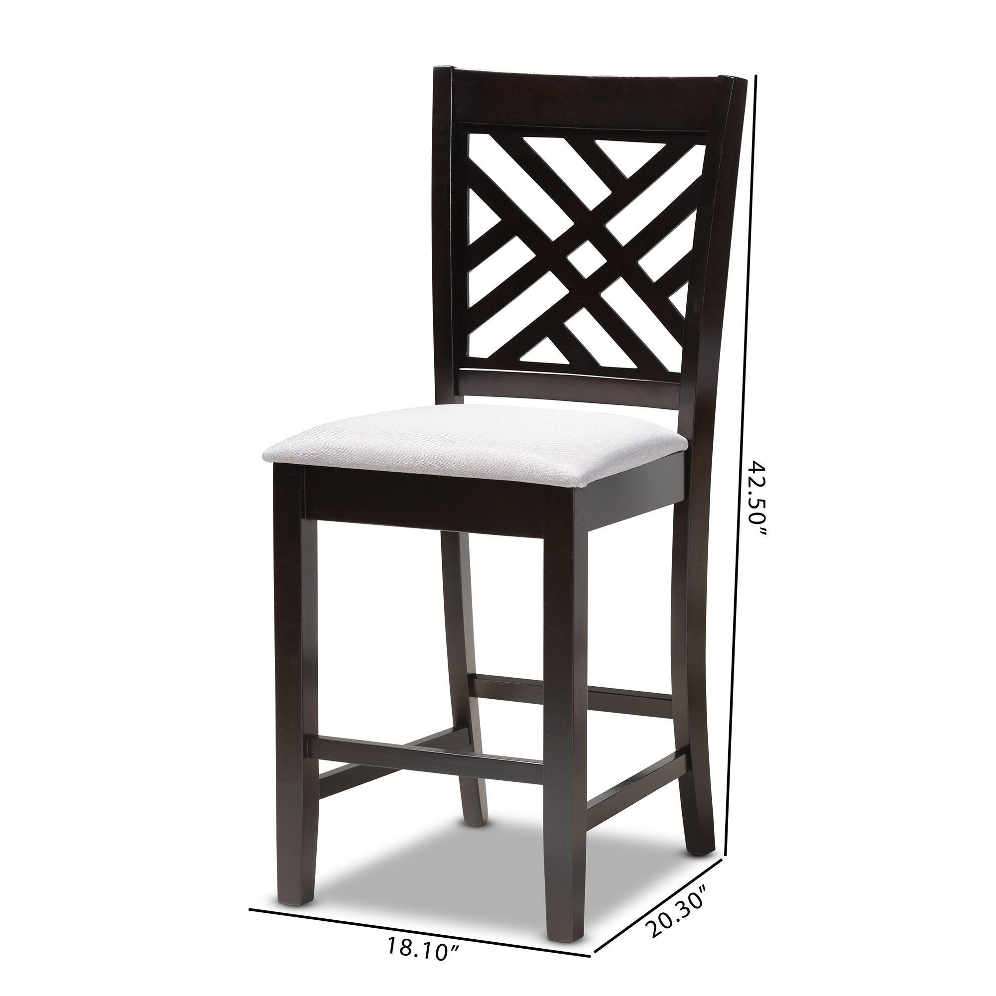 Caron Gray Fabric Upholstered Espresso Brown Finished Wood Counter Height Pub Chair Set, Gray, large